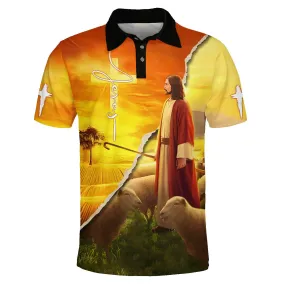 Jesus And Lamb Polo Shirt - Christian Shirts & Shorts