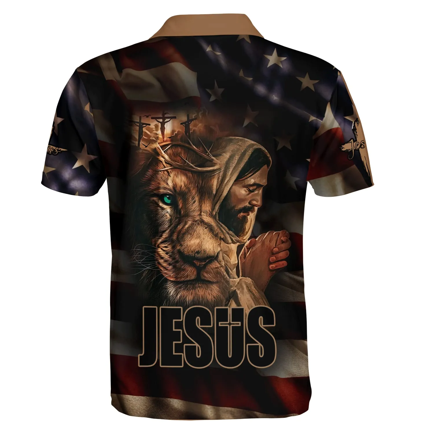 Jesus And Lion American Polo Shirt - Christian Shirts & Shorts