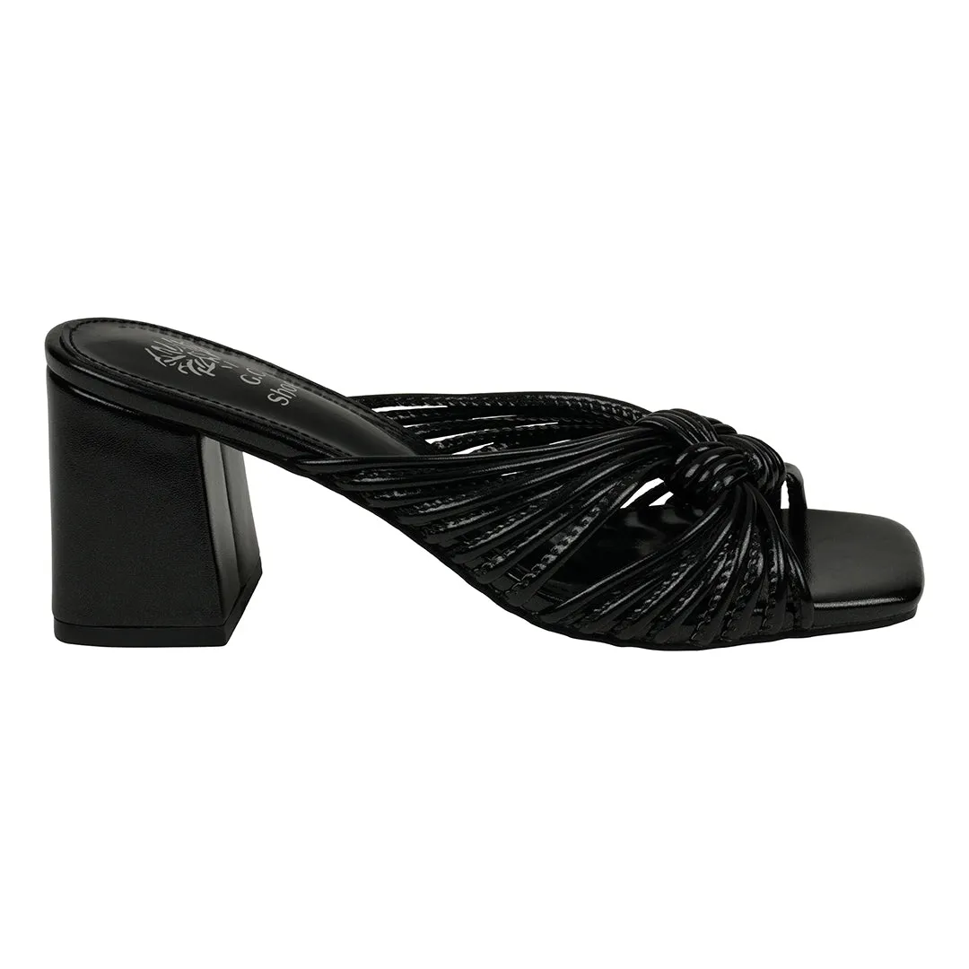 Josie Black Strappy Heeled Sandals