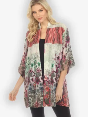 Joy Bloom Border Silk Kimono Jacket