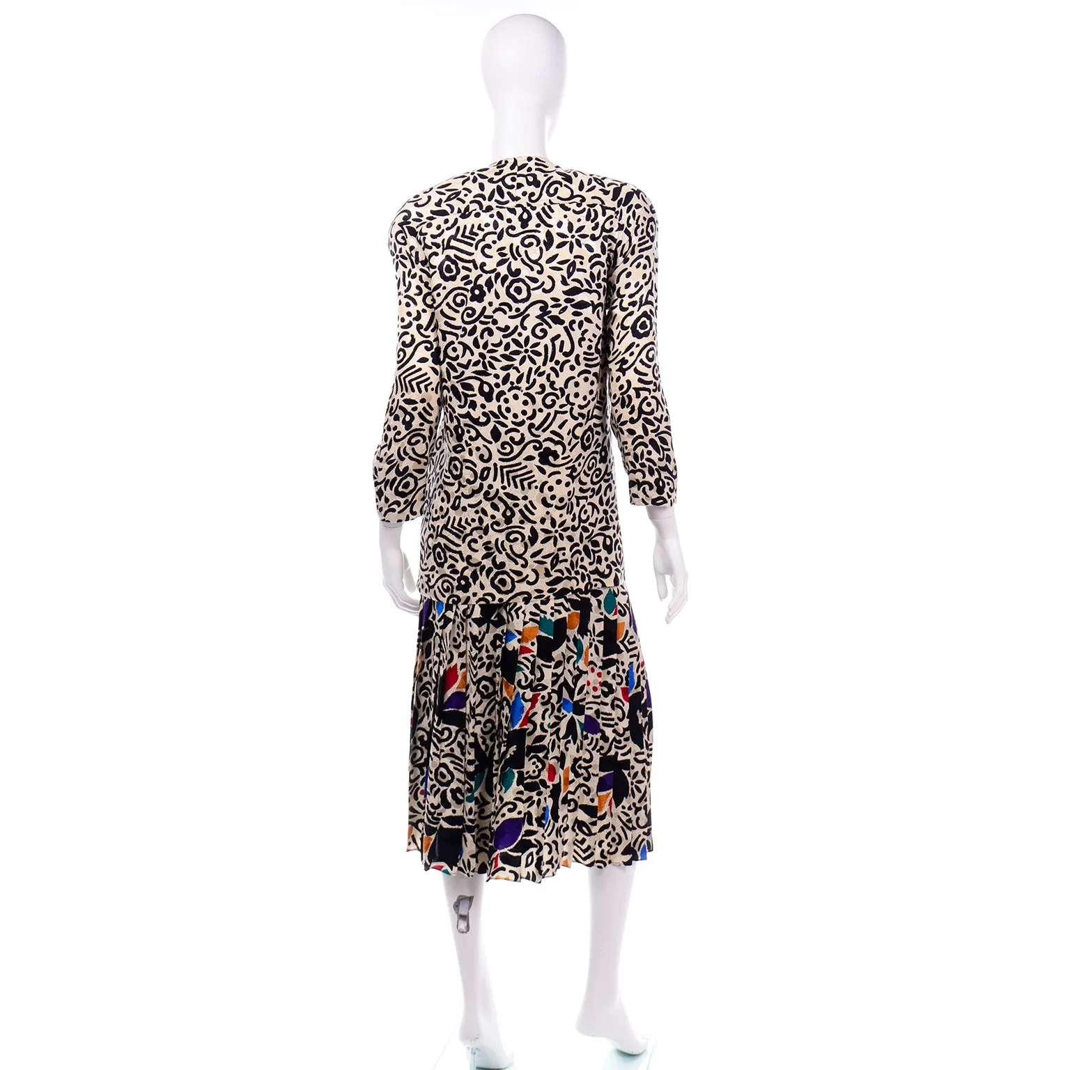 Julie Frances Pattern Mix Abstract Print Silk Jacket and Skirt Outfit