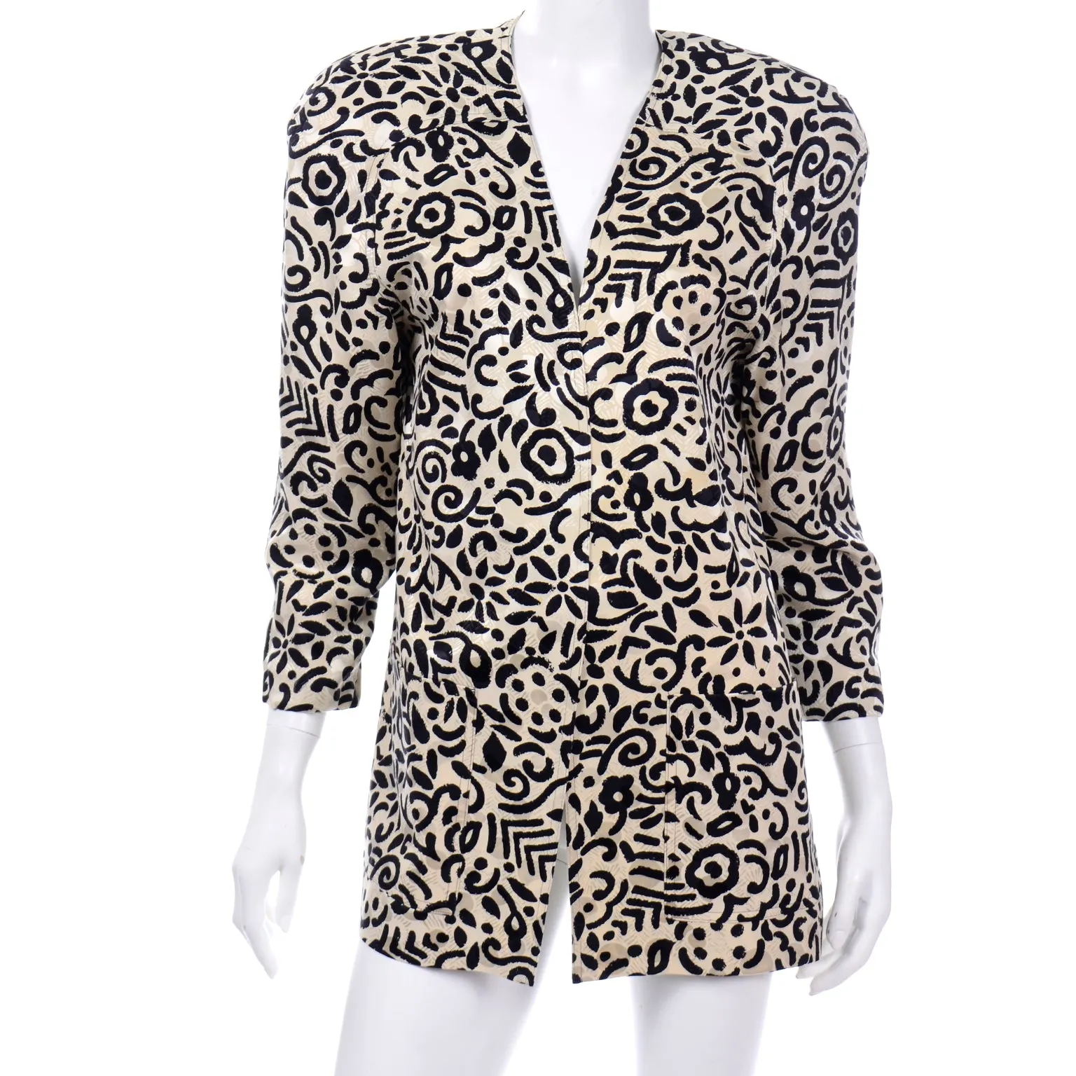 Julie Frances Pattern Mix Abstract Print Silk Jacket and Skirt Outfit