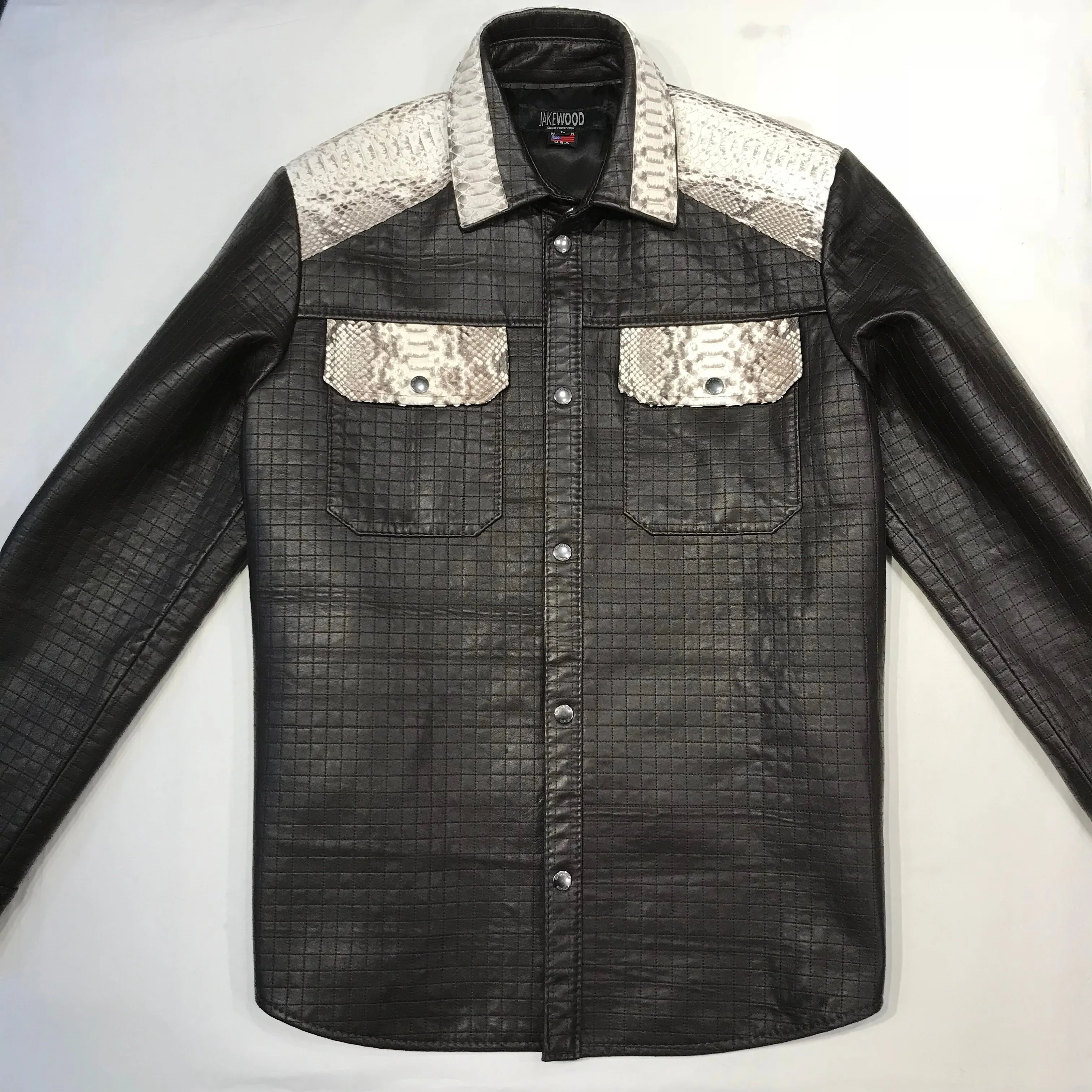 Kashani Natural Quilted Python Snake Button Up Jacket