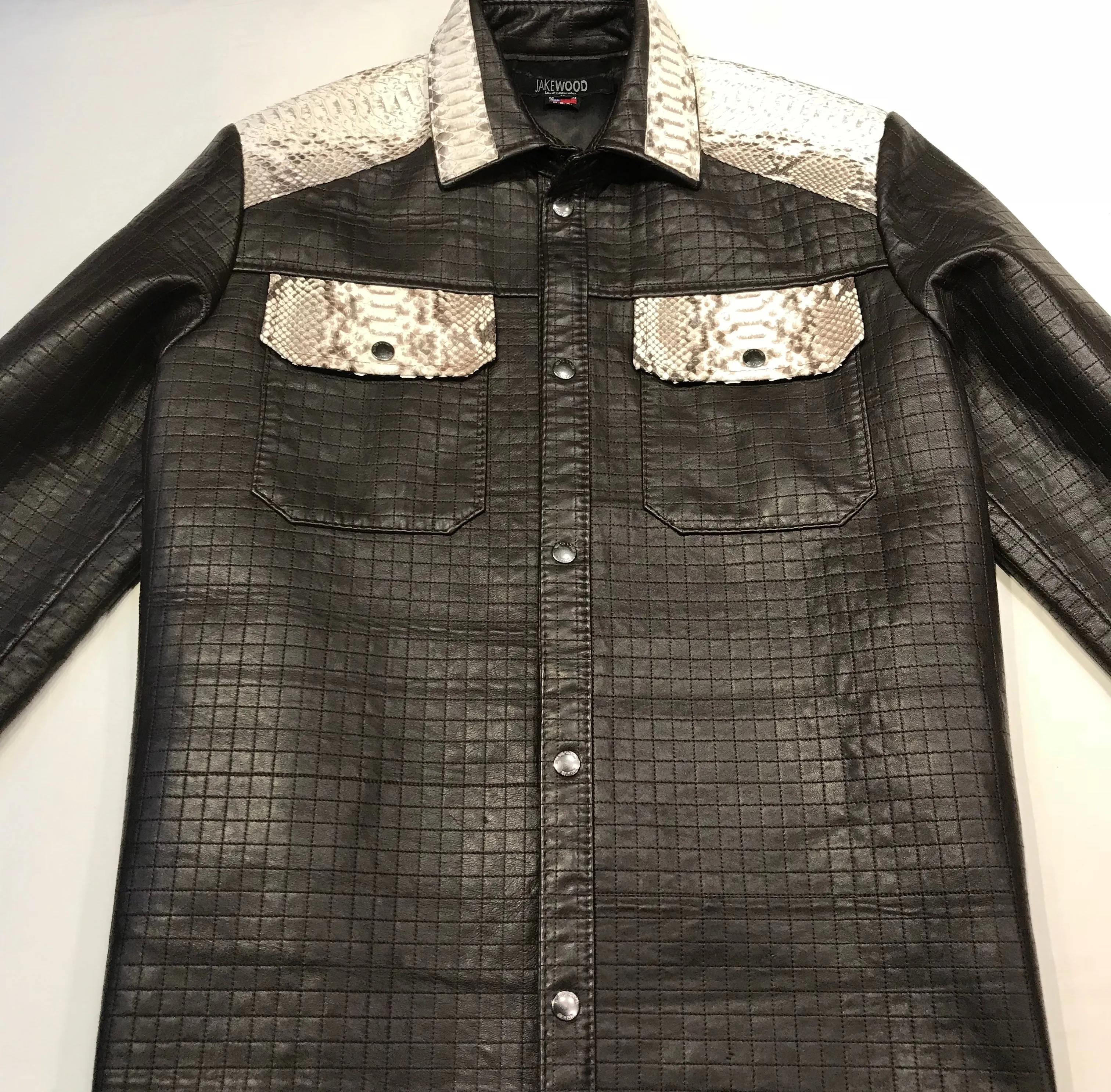 Kashani Natural Quilted Python Snake Button Up Jacket