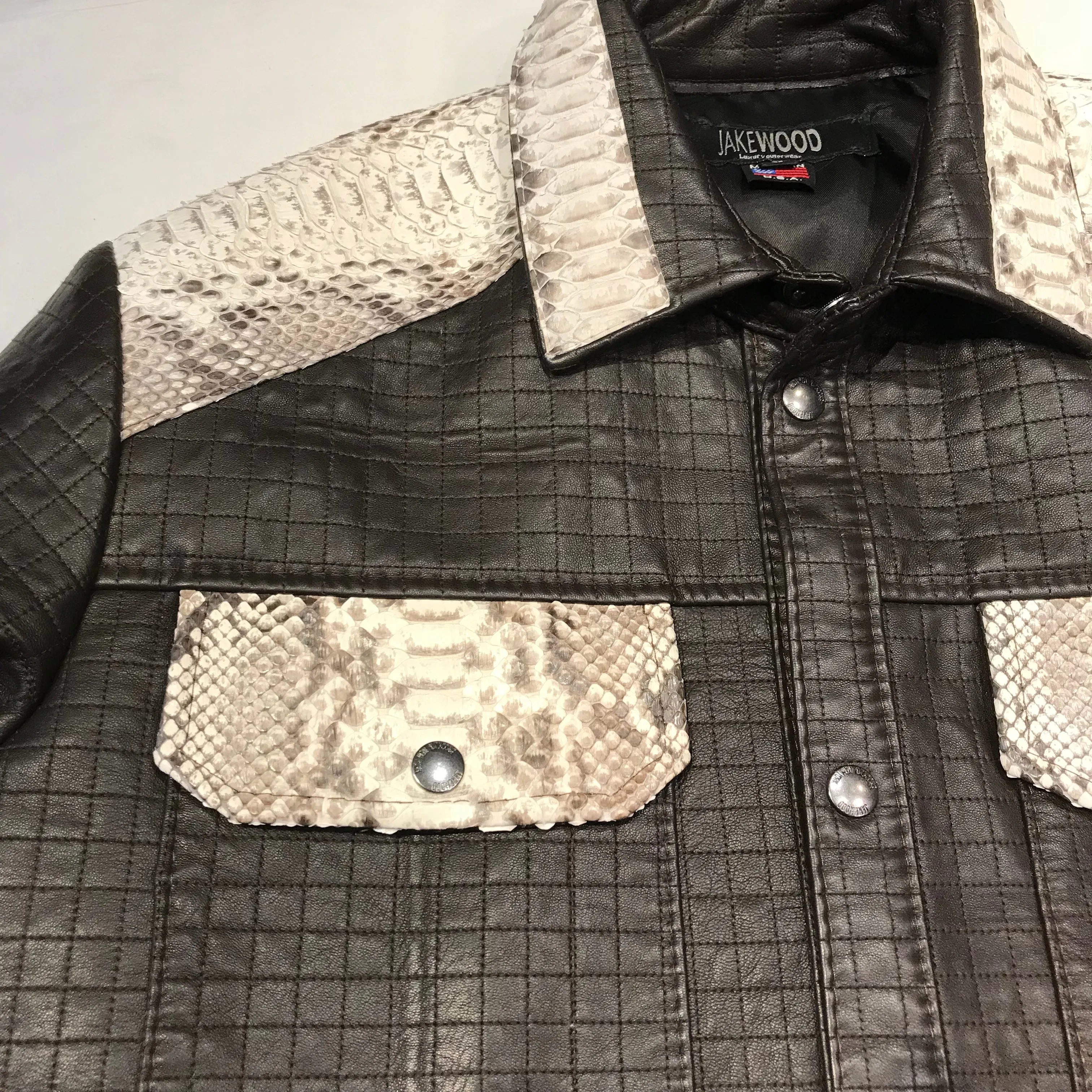 Kashani Natural Quilted Python Snake Button Up Jacket