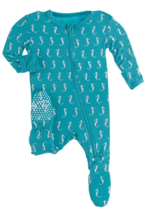 KicKee Pants Neptune Mini Seahorses Footie with Zipper