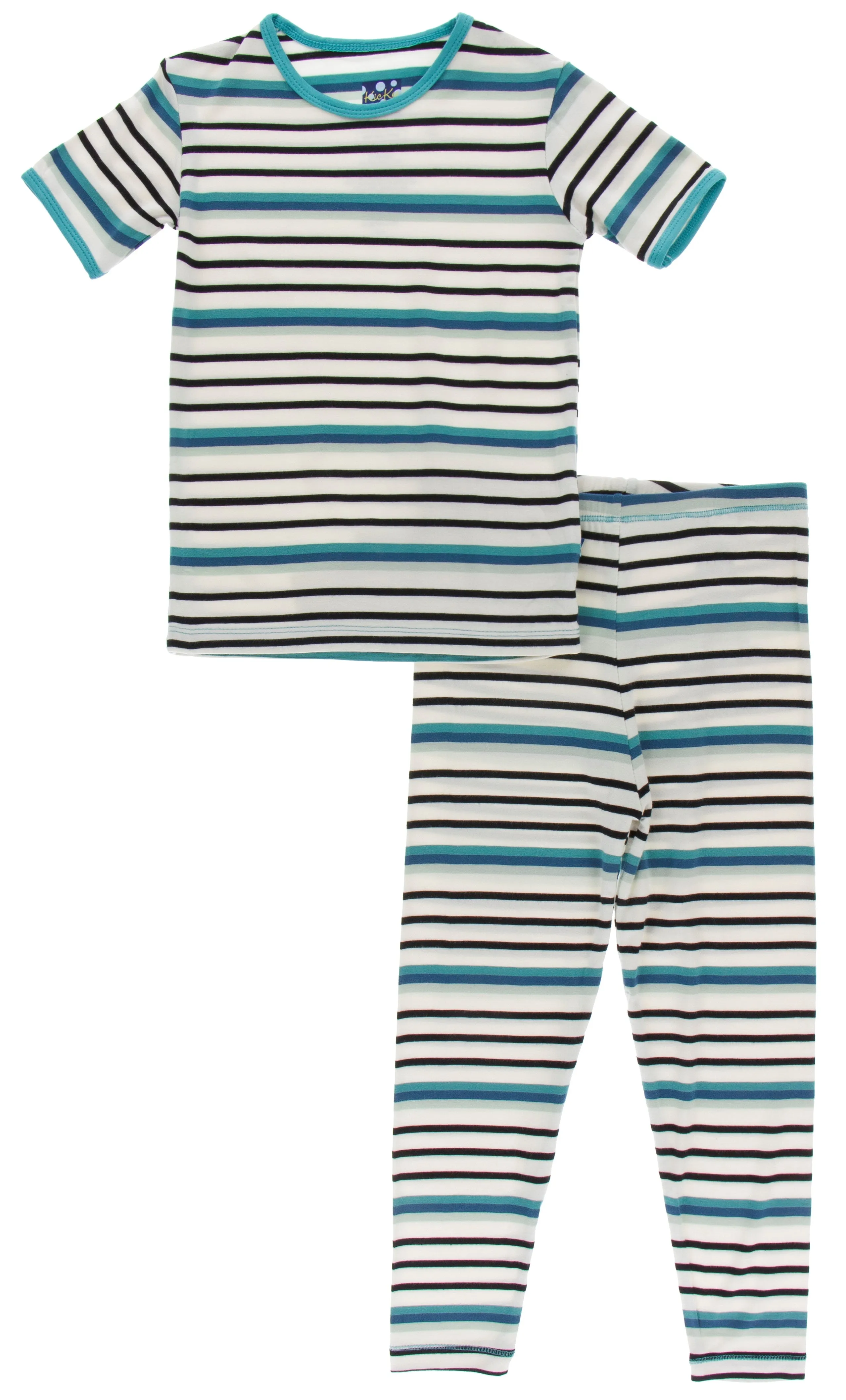 KicKee Pants Neptune Stripe S/S Pajama Set with Pants