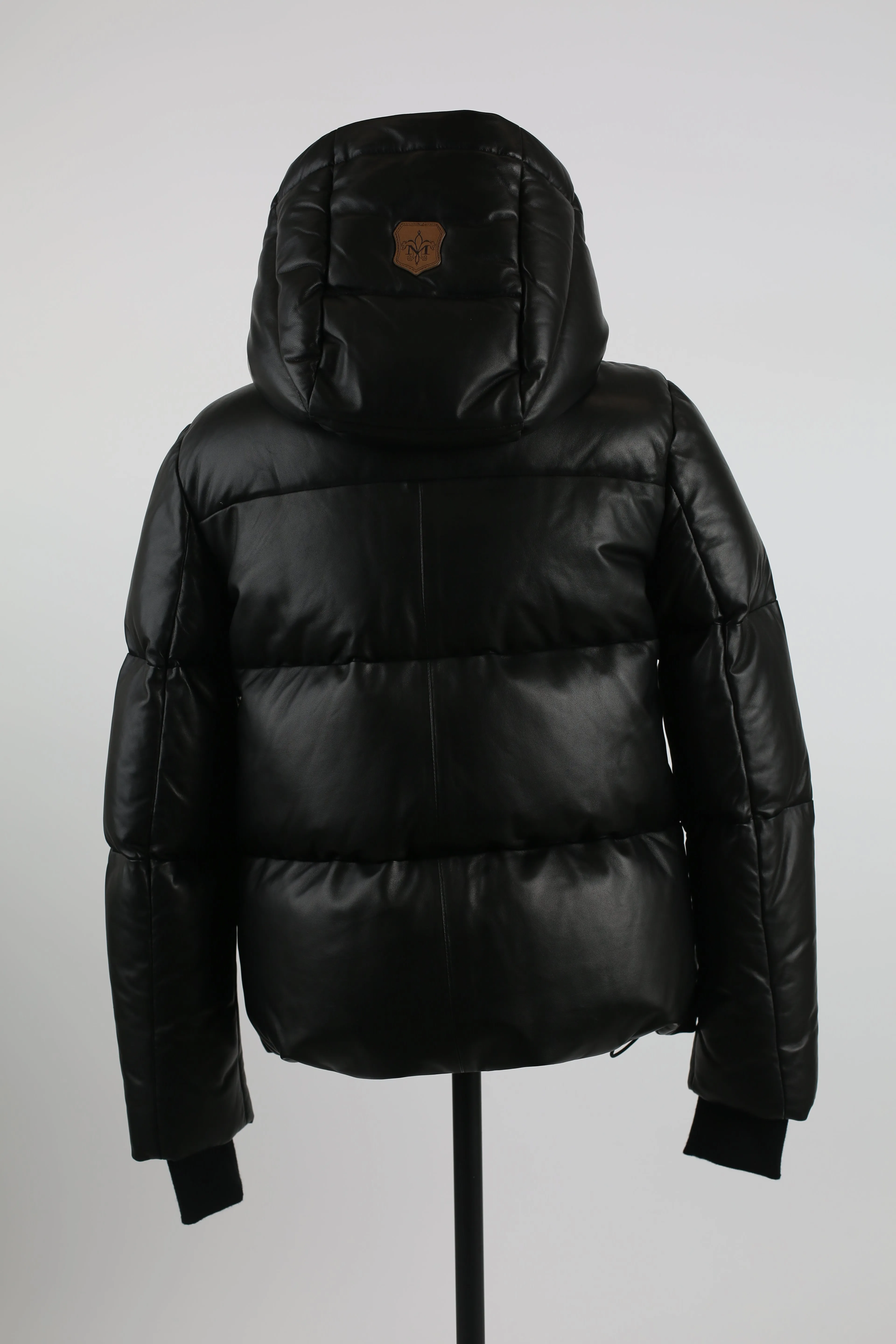 Leather Quilted Down Puffer Jacket