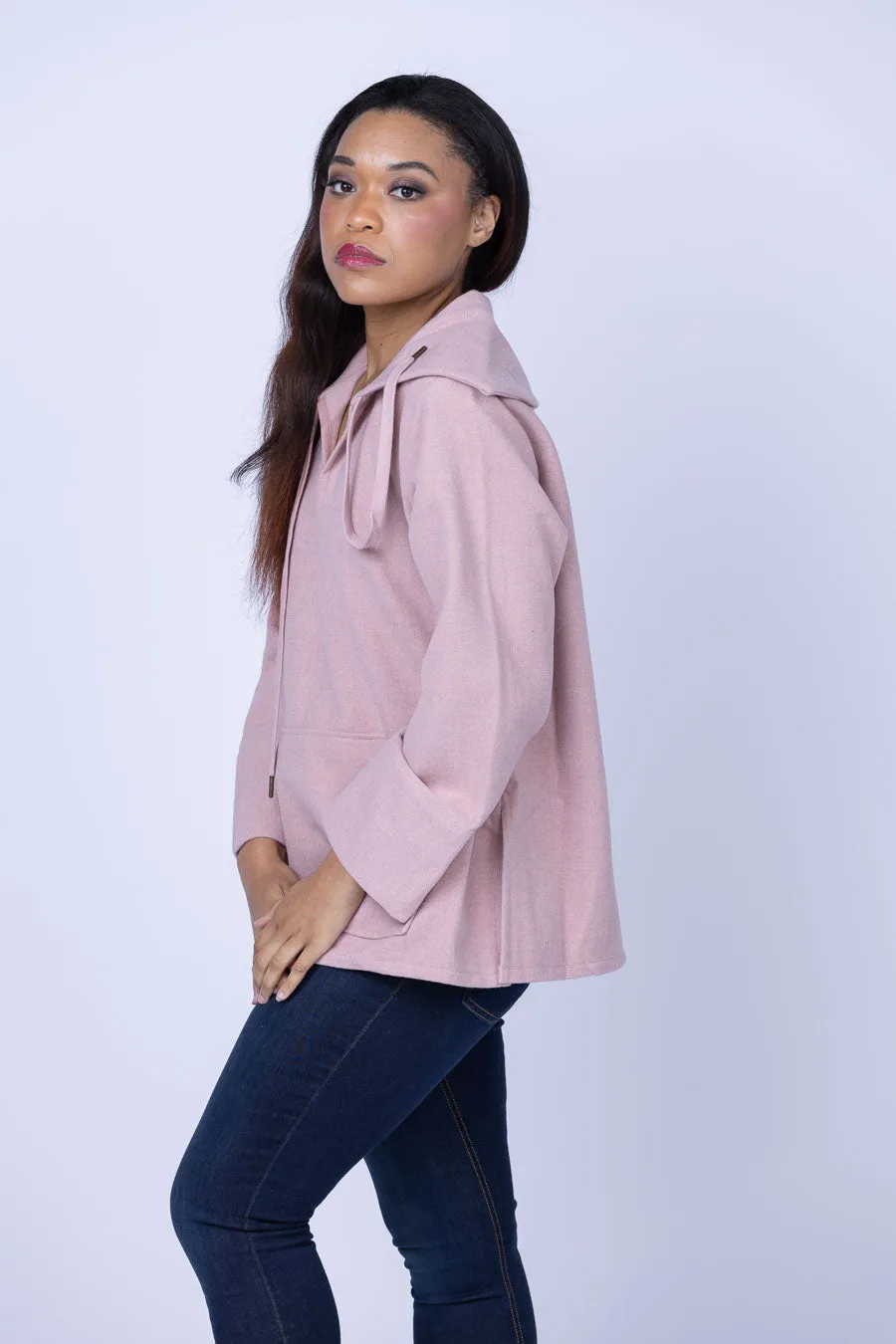 Lilla P Full Sleeve Split Neck Pullover in Pink Quartz