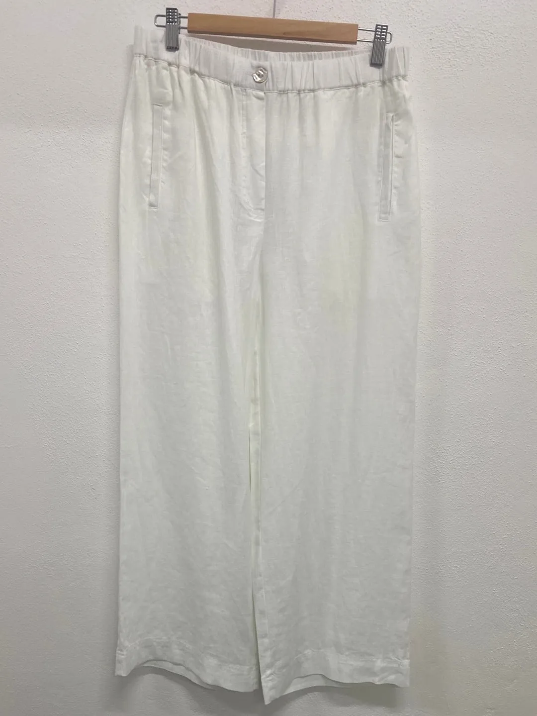 Linen 7/8 Wide Leg Pant - White