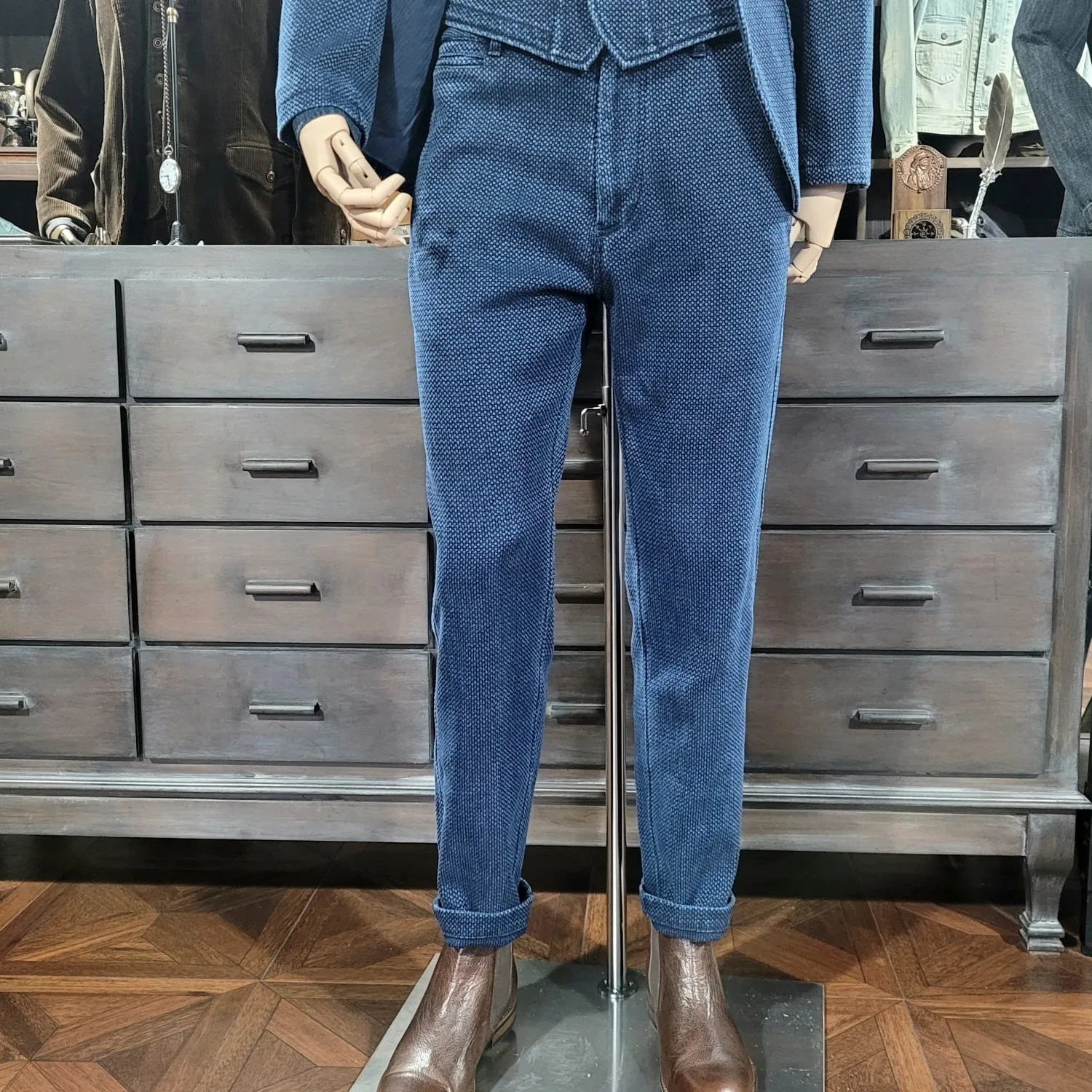 Men's Indigo Sashiko Suit Pants