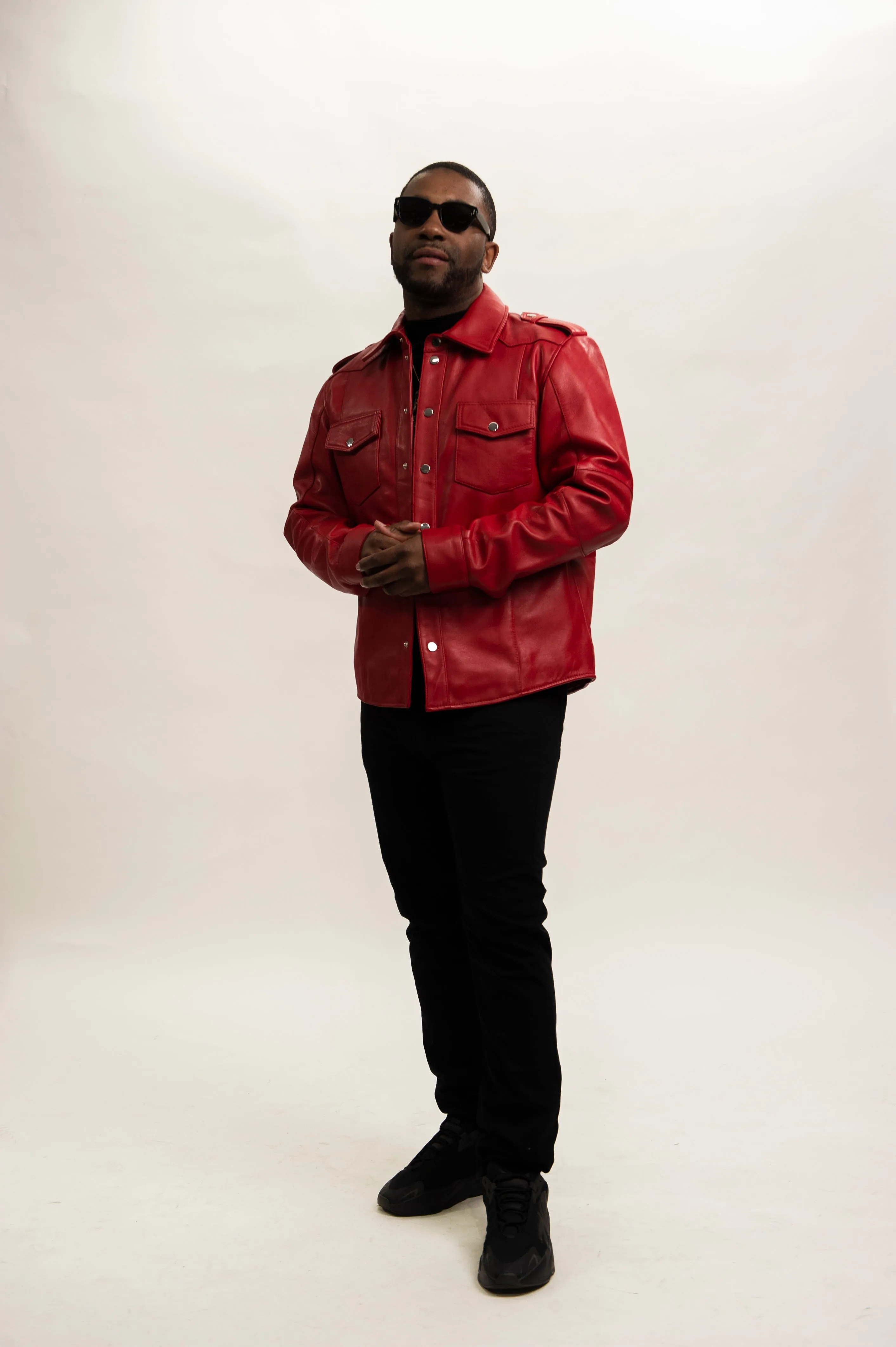 Men's James Leather Shirt [Red]