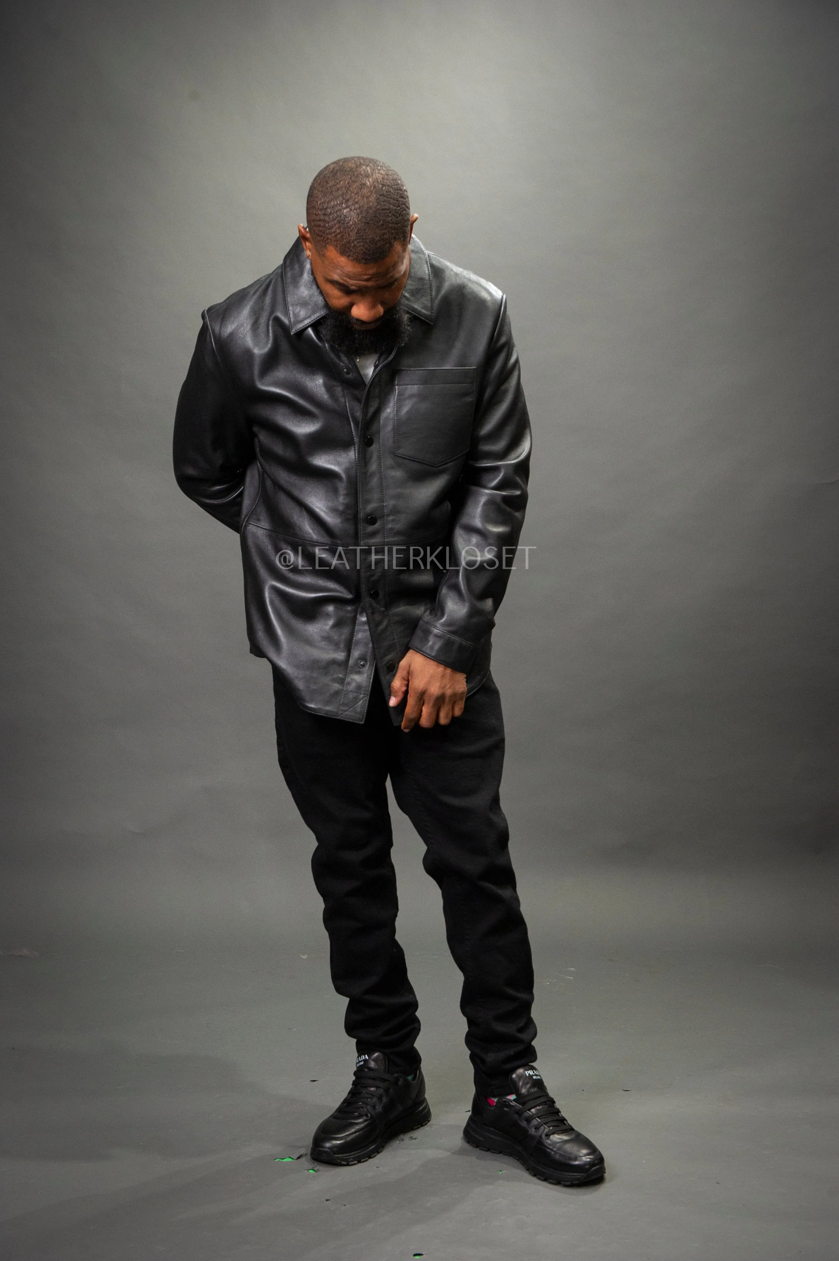 Men's Luka Leather Shirt [Black]