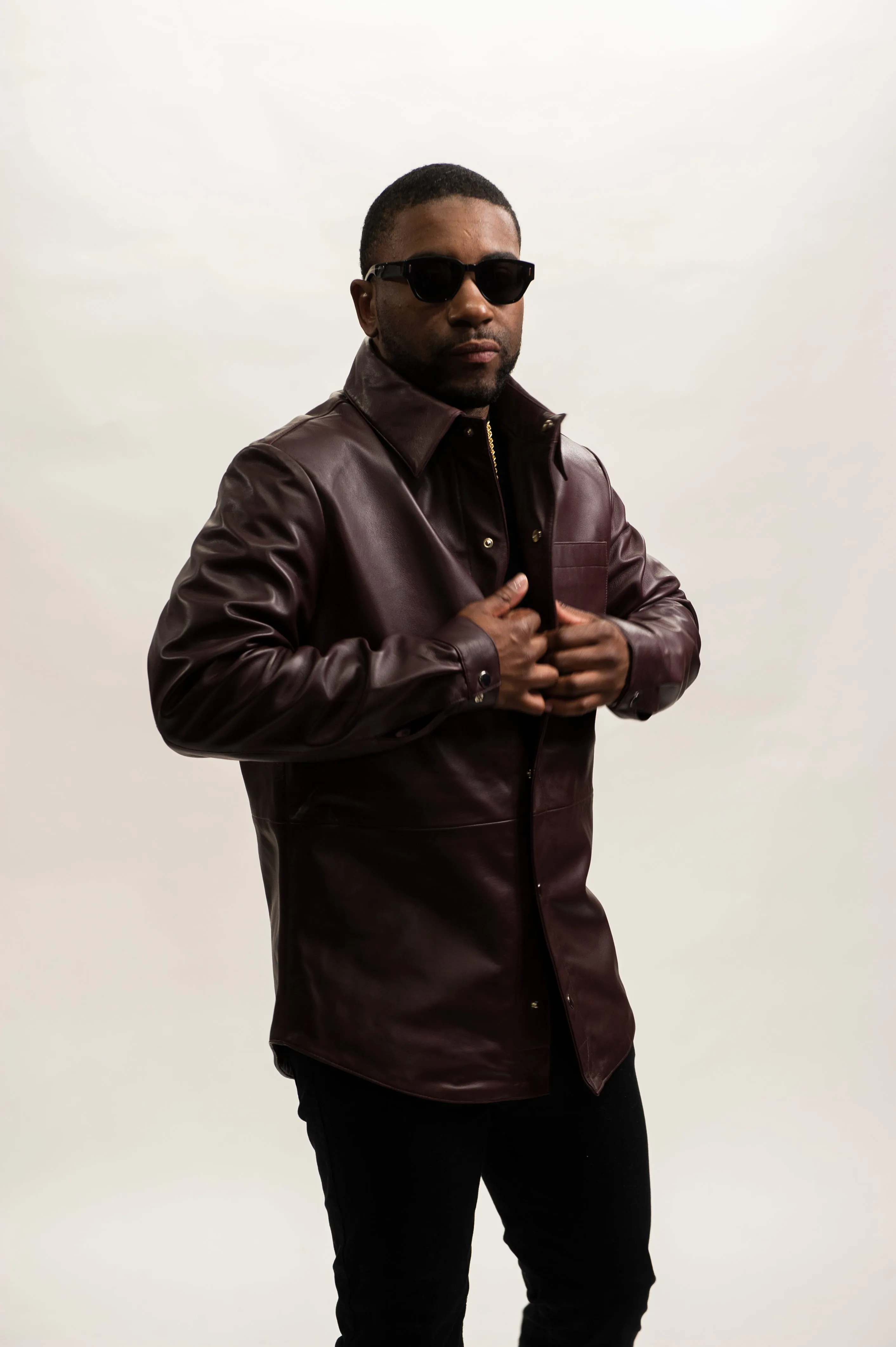 Men's Luka Leather Shirt [Burgundy]