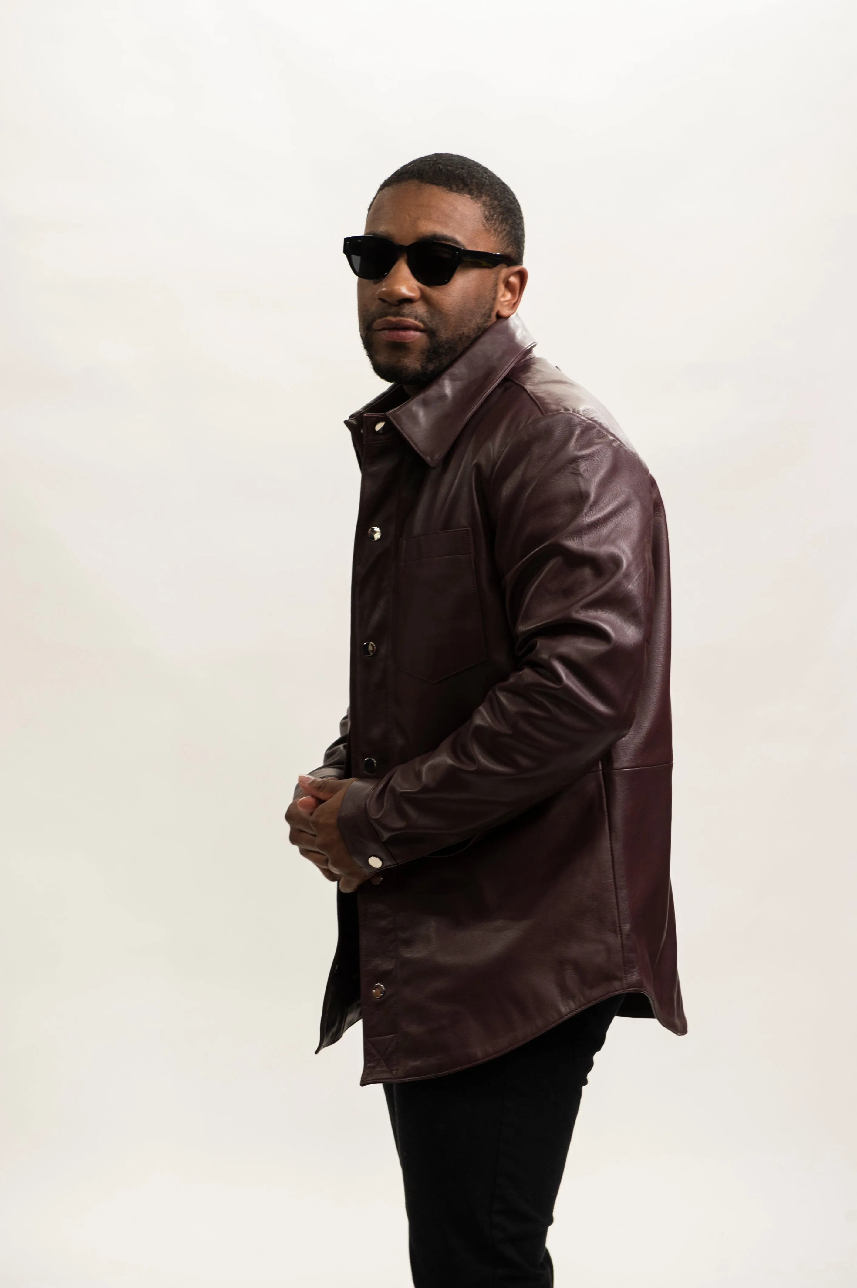 Men's Luka Leather Shirt [Burgundy]