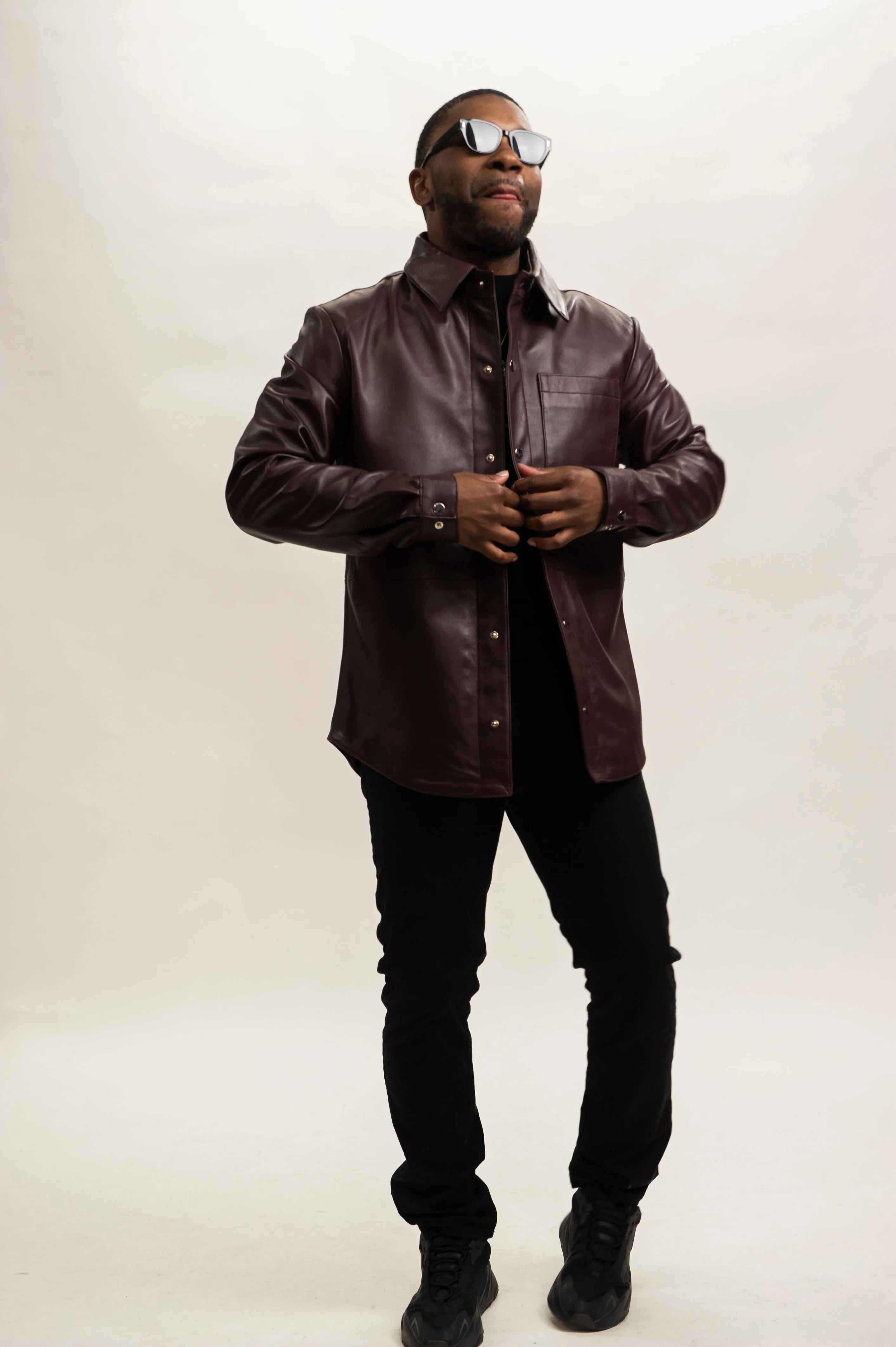 Men's Luka Leather Shirt [Burgundy]