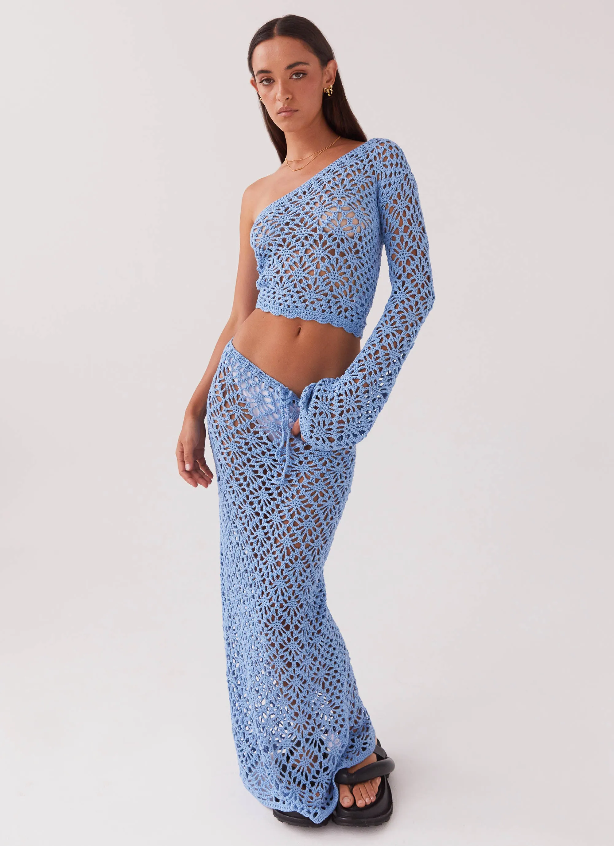 Merliah Crochet Maxi Skirt - Blue