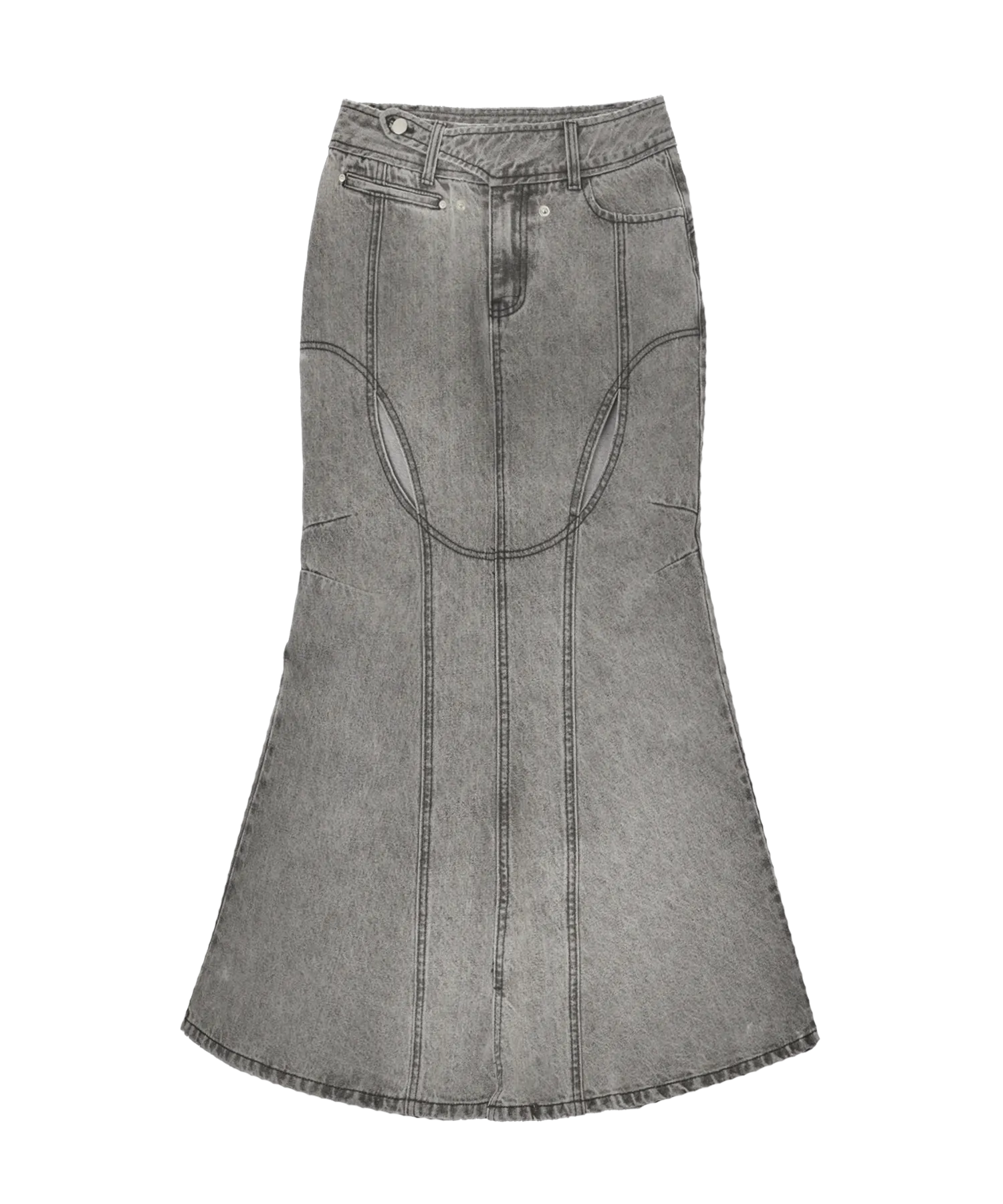 Mermaid slit denim skirt grey