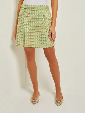 Mini A-Line Skirt - Pleat Detail Soft Tweed Knit