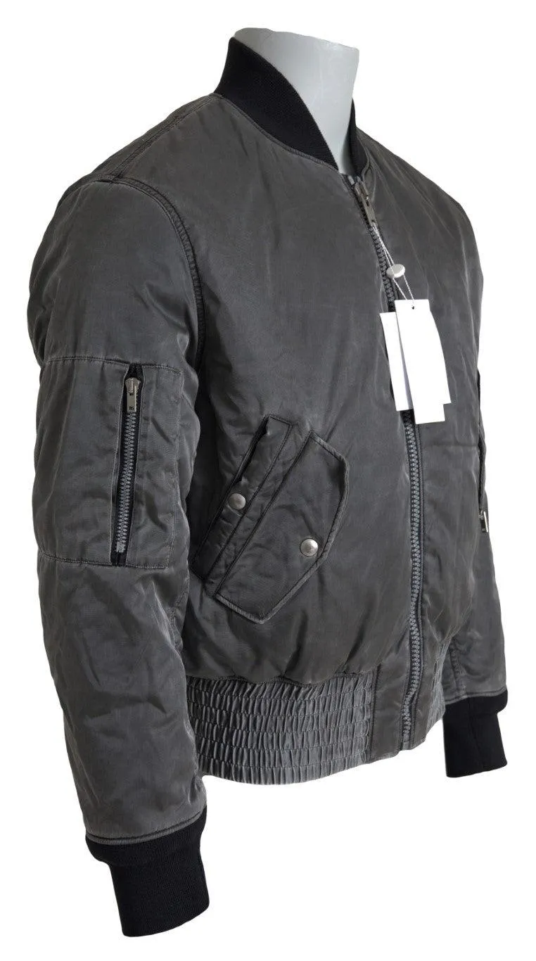 MM6 Maison Margiela Gray Bomber Zipper Pocket Sleeves Jacket