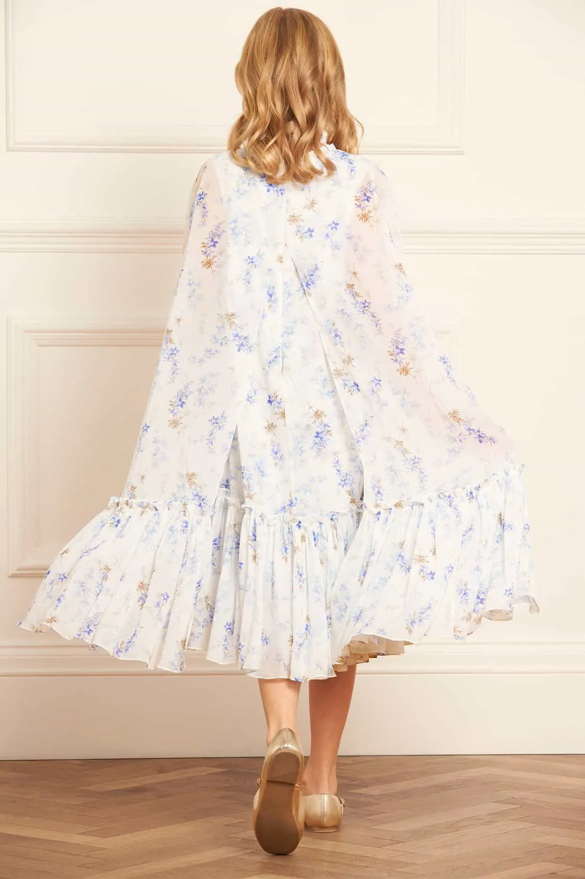 Ophelia Ditsy Chiffon Cape Kids Dress