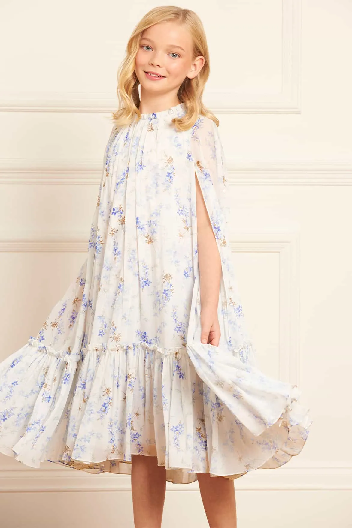 Ophelia Ditsy Chiffon Cape Kids Dress