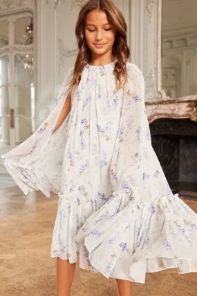 Ophelia Ditsy Chiffon Cape Kids Dress