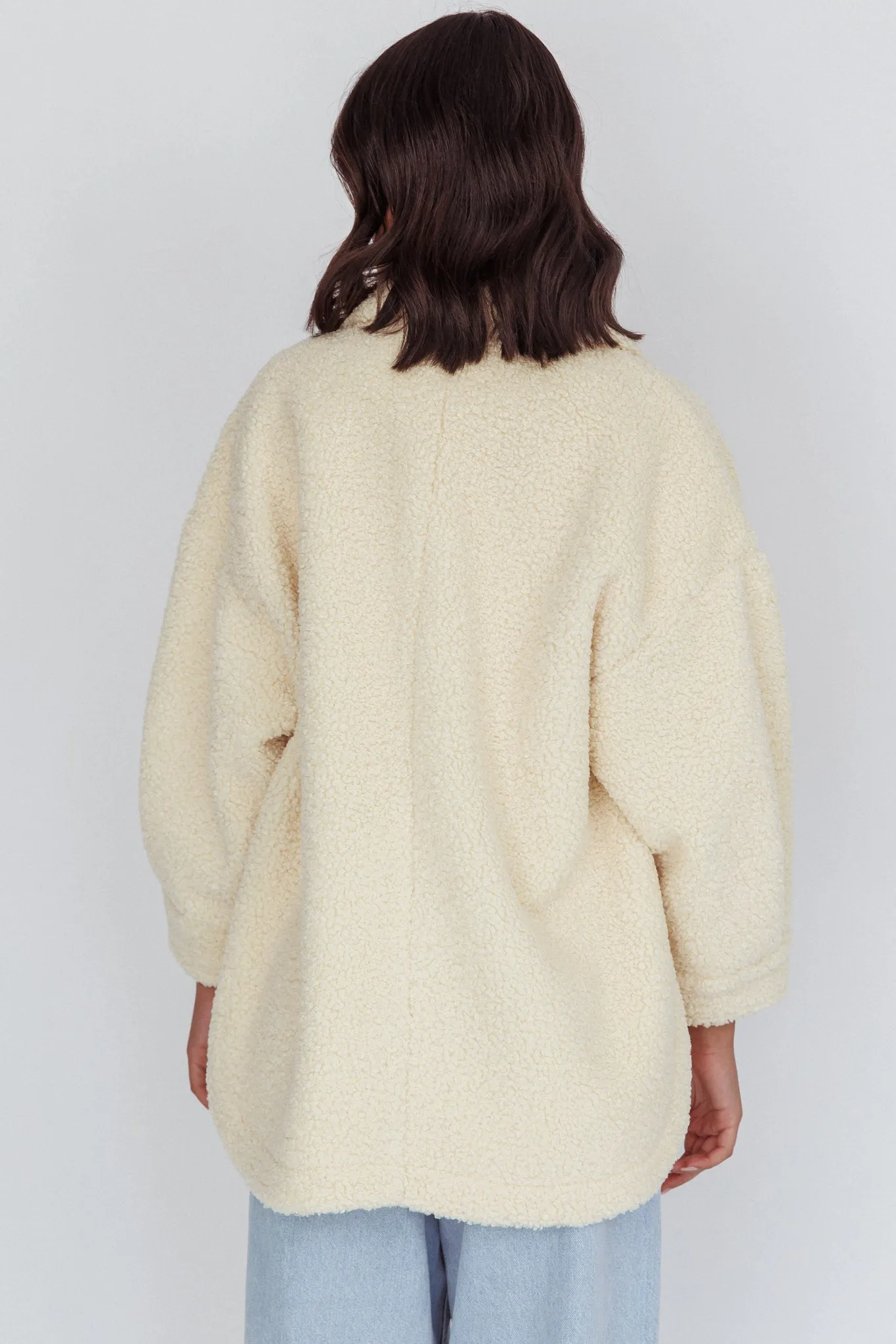 Peace & Serene Collared Sherpa Jacket Yellow