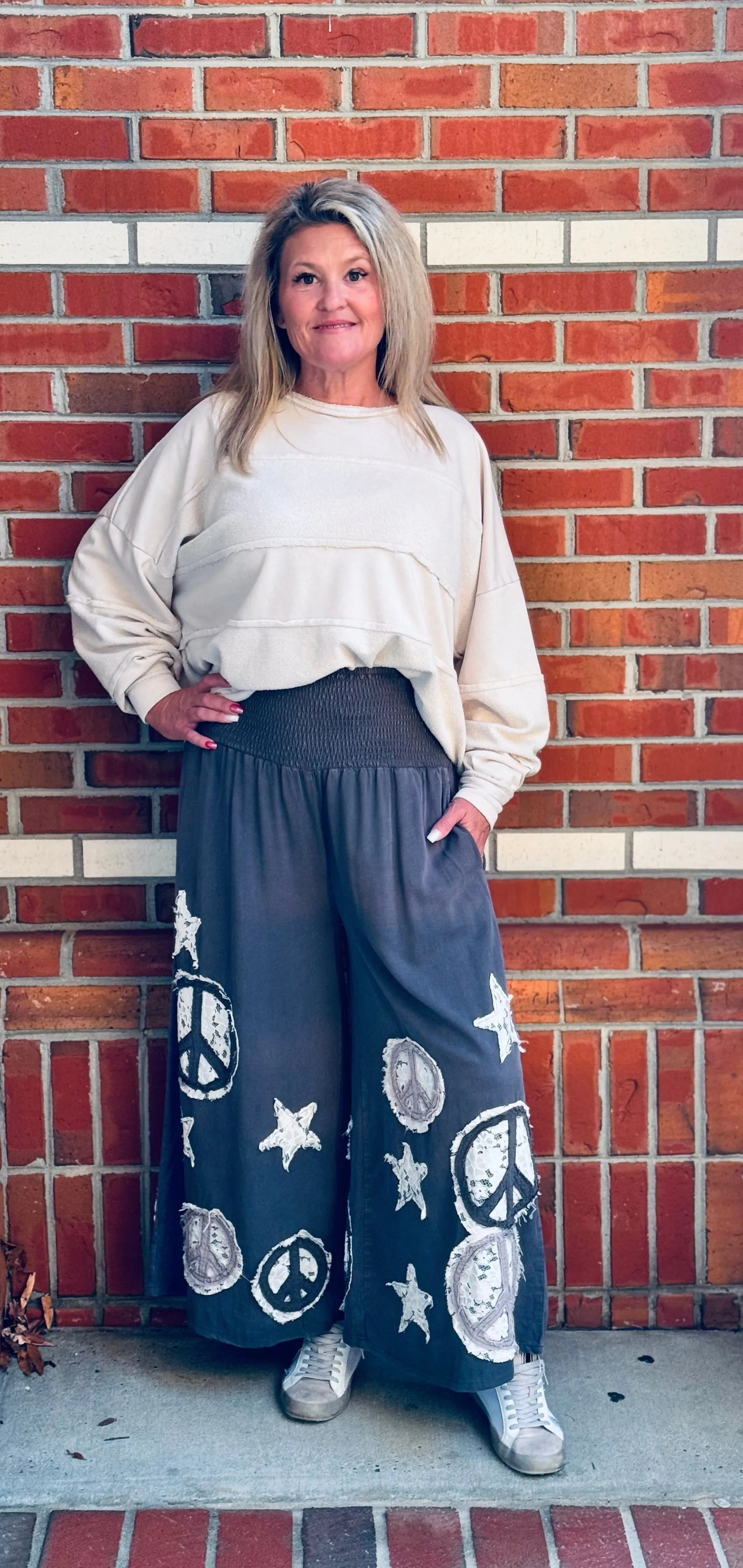 Peace Out Cropped Wide Leg Pants by Oli & Hali