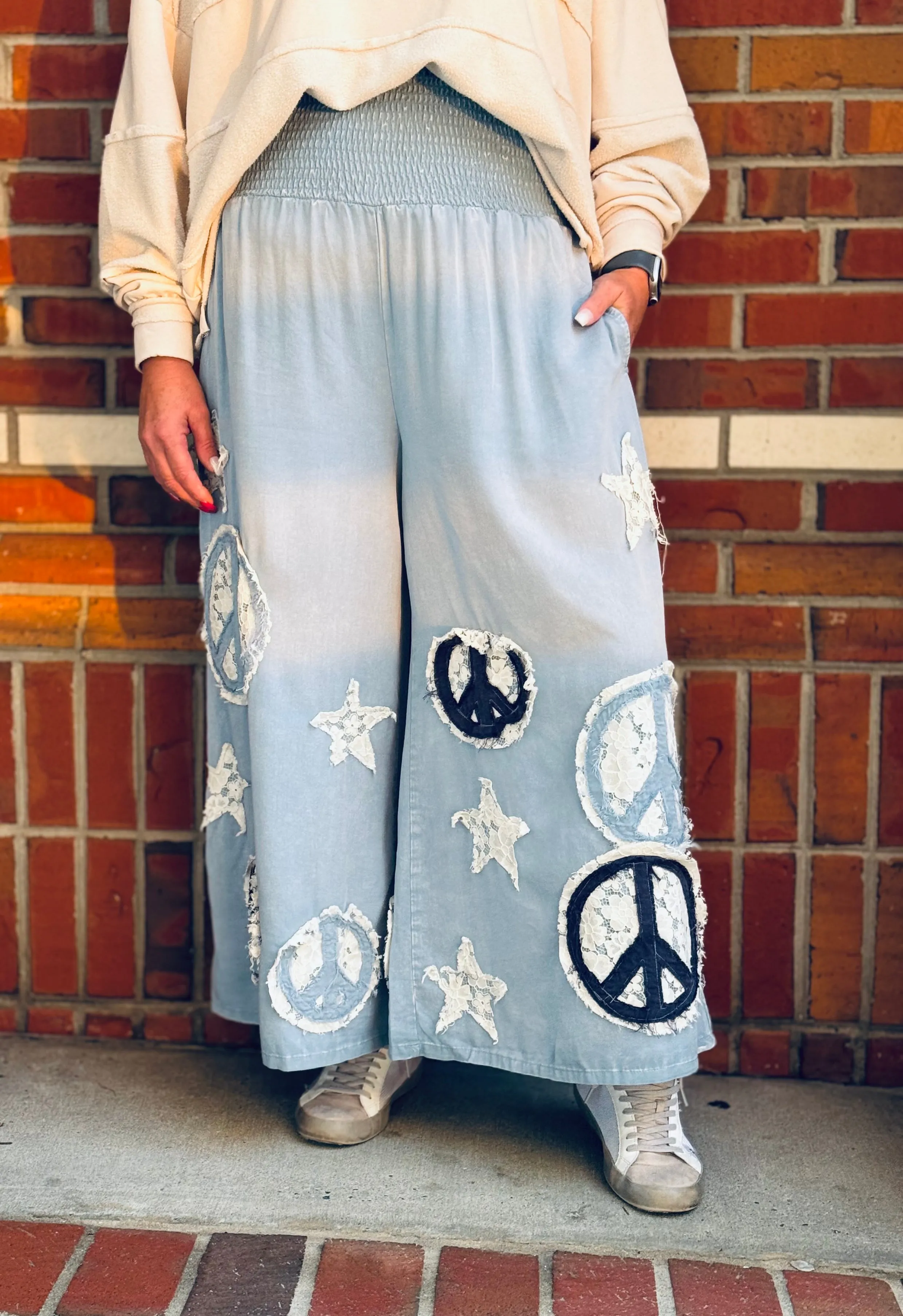 Peace Out Cropped Wide Leg Pants by Oli & Hali