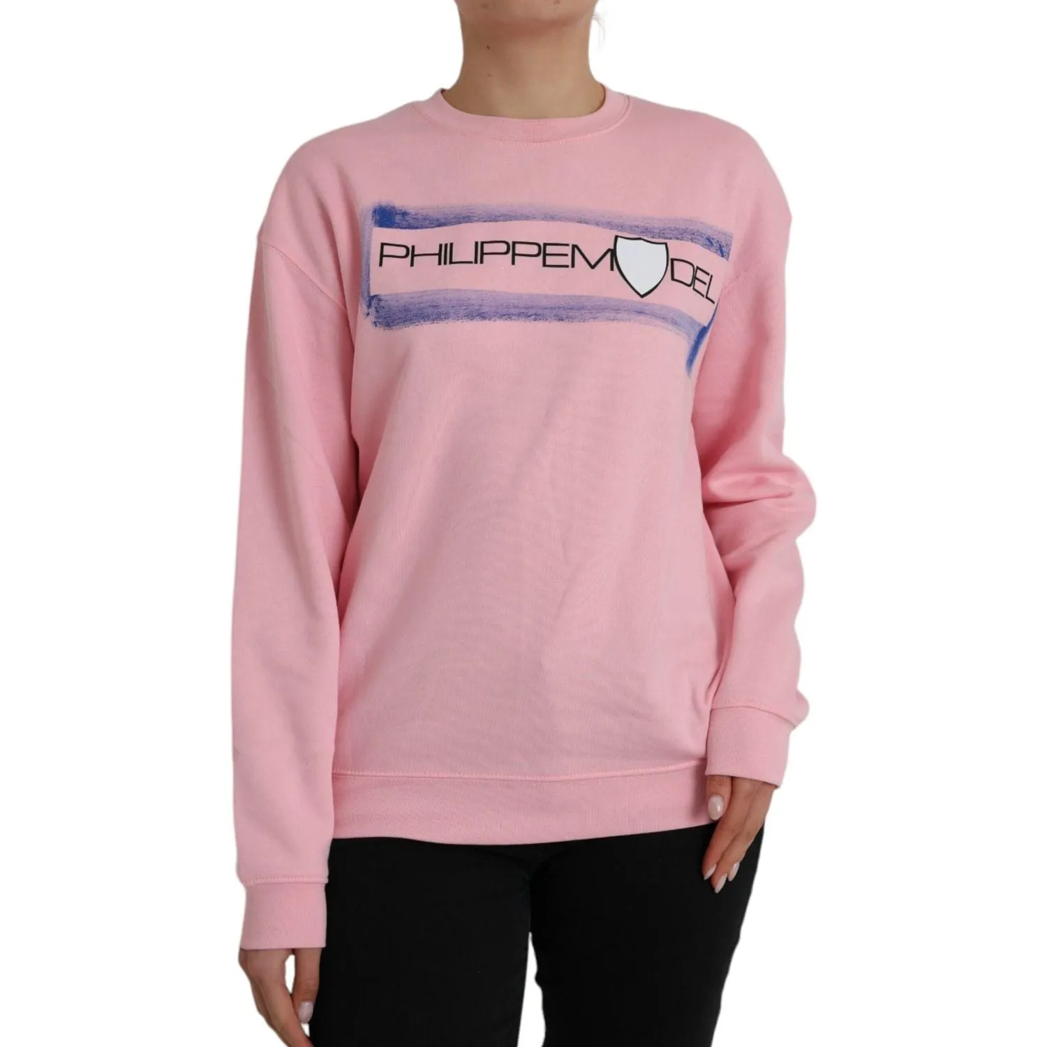 Philippe Model Pink Cotton Logo Print Long Sleeves Pullover Sweater