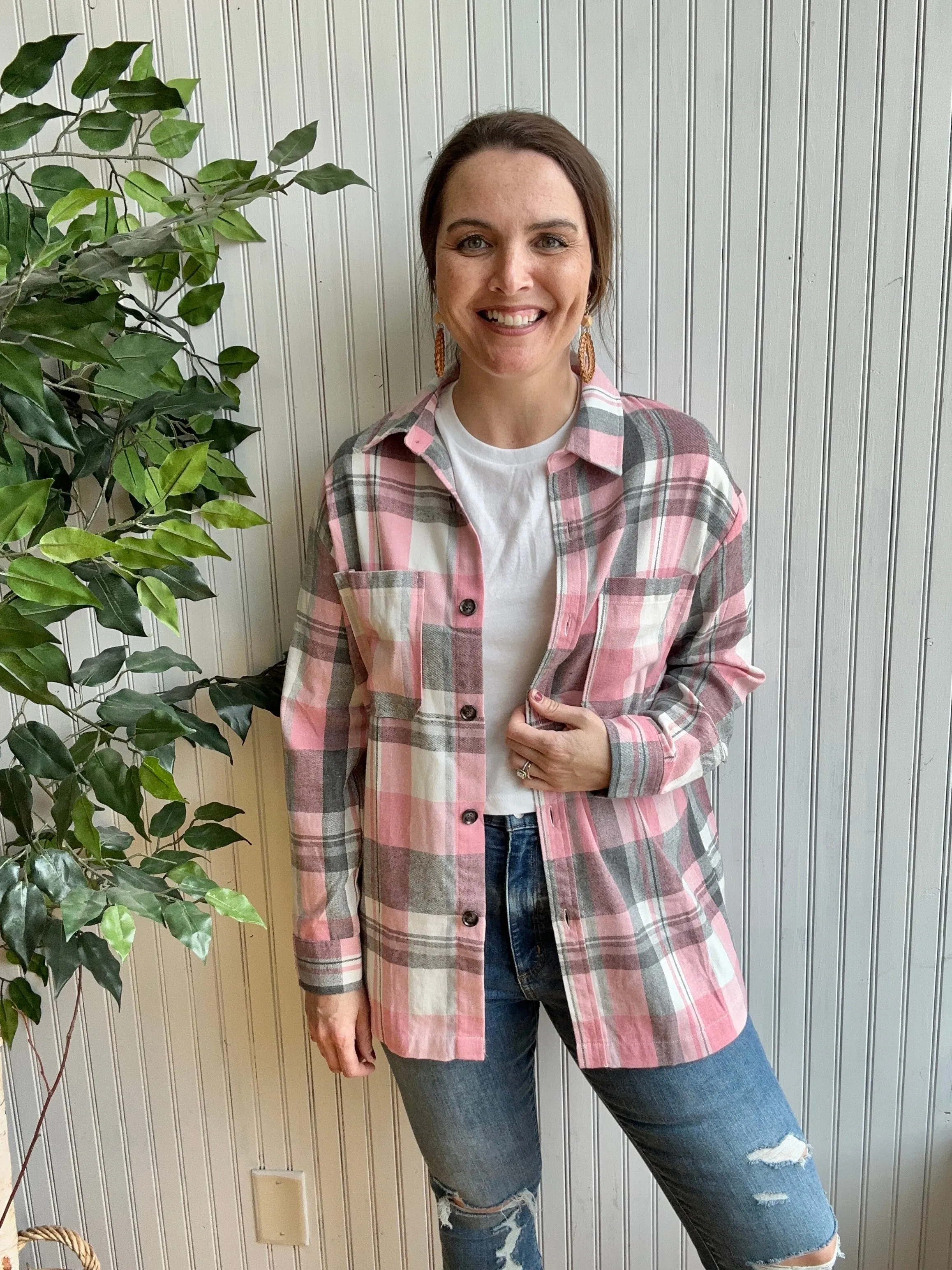 Pink Plaid Shacket