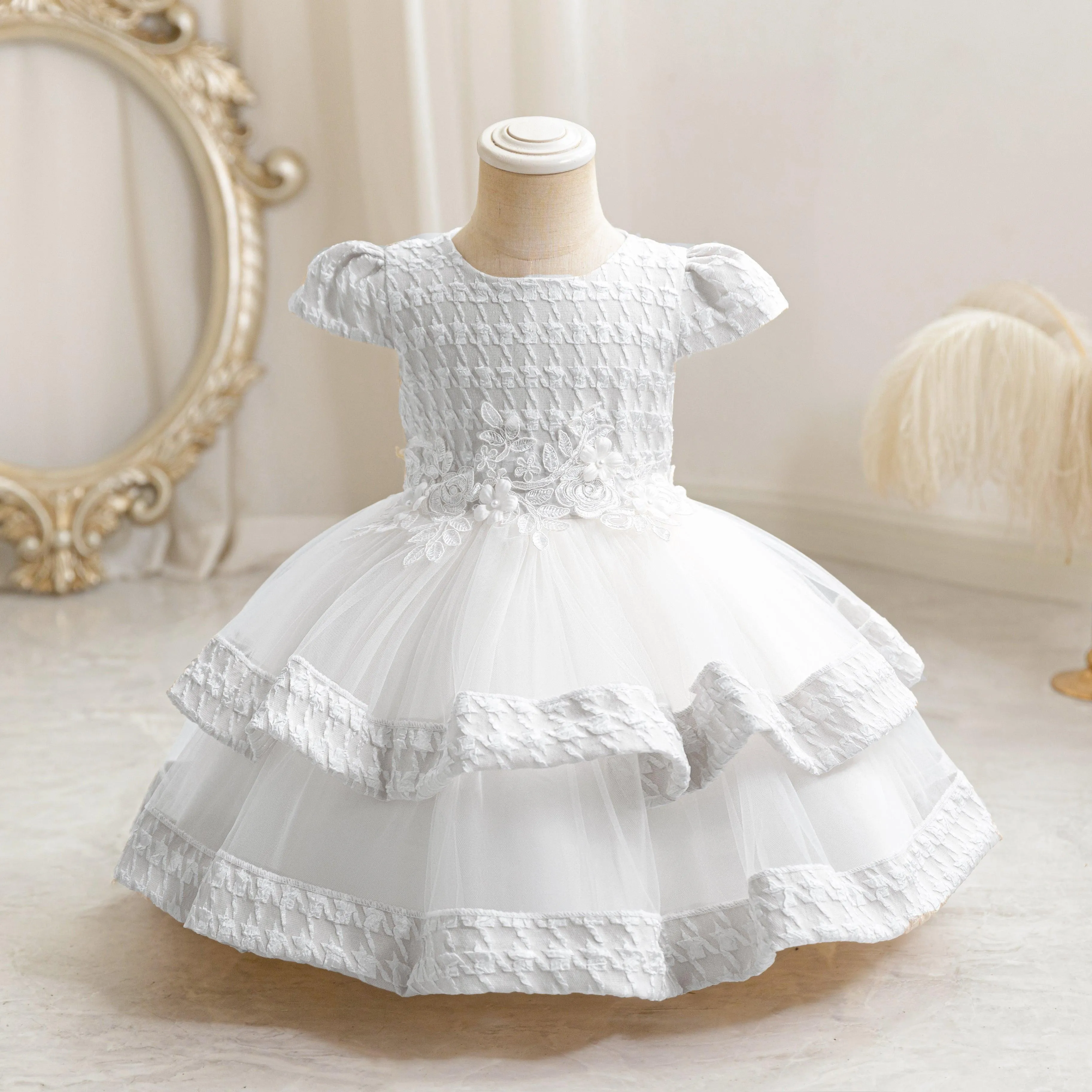 Playful Multi-tiered Gown for Girls