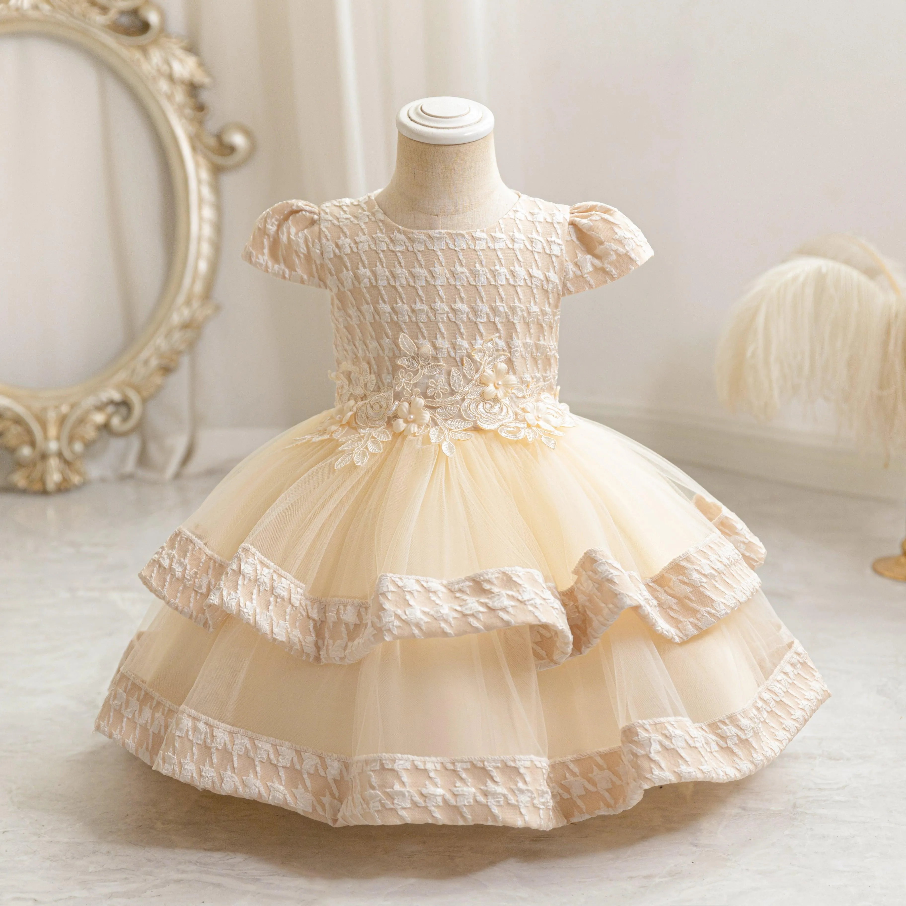 Playful Multi-tiered Gown for Girls