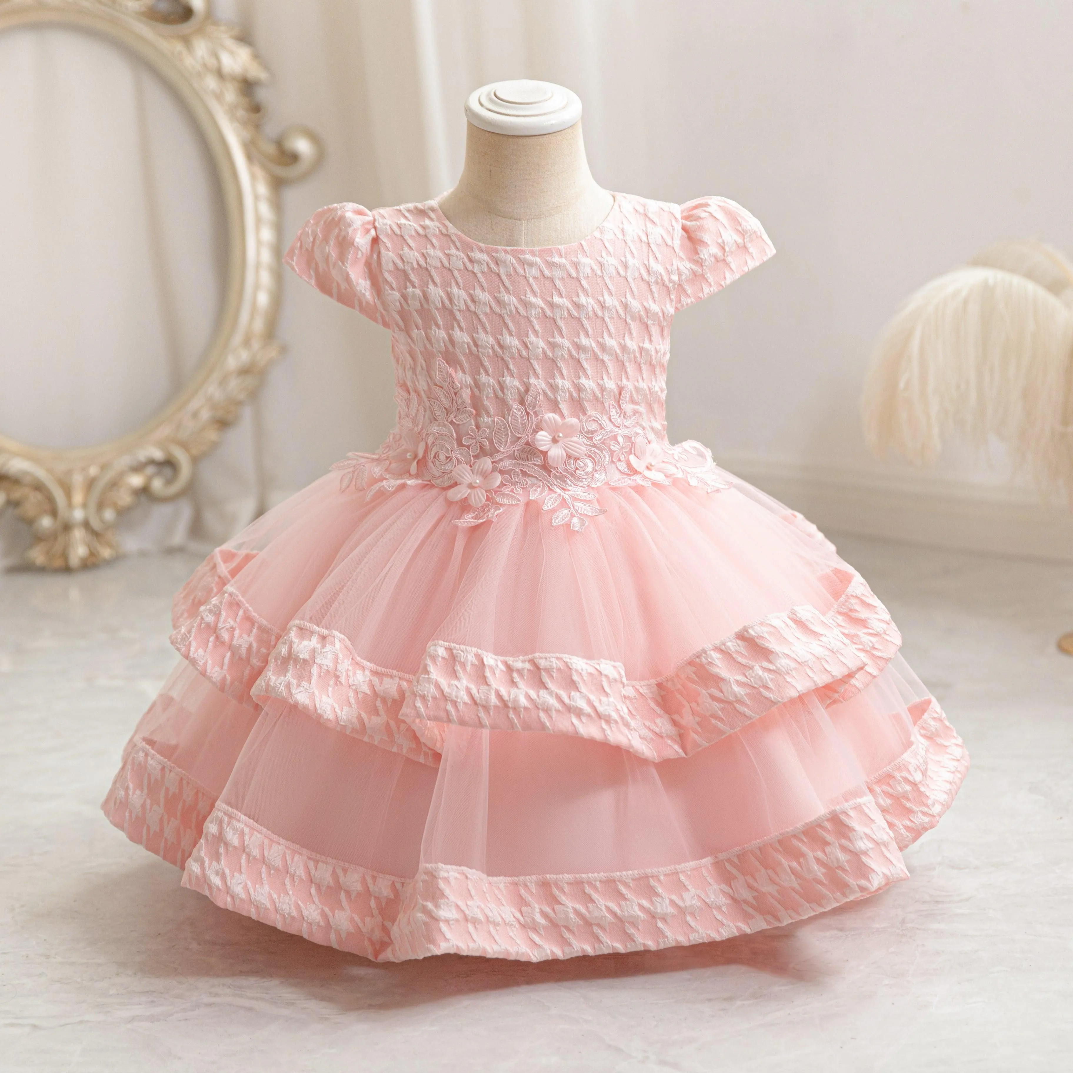 Playful Multi-tiered Gown for Girls