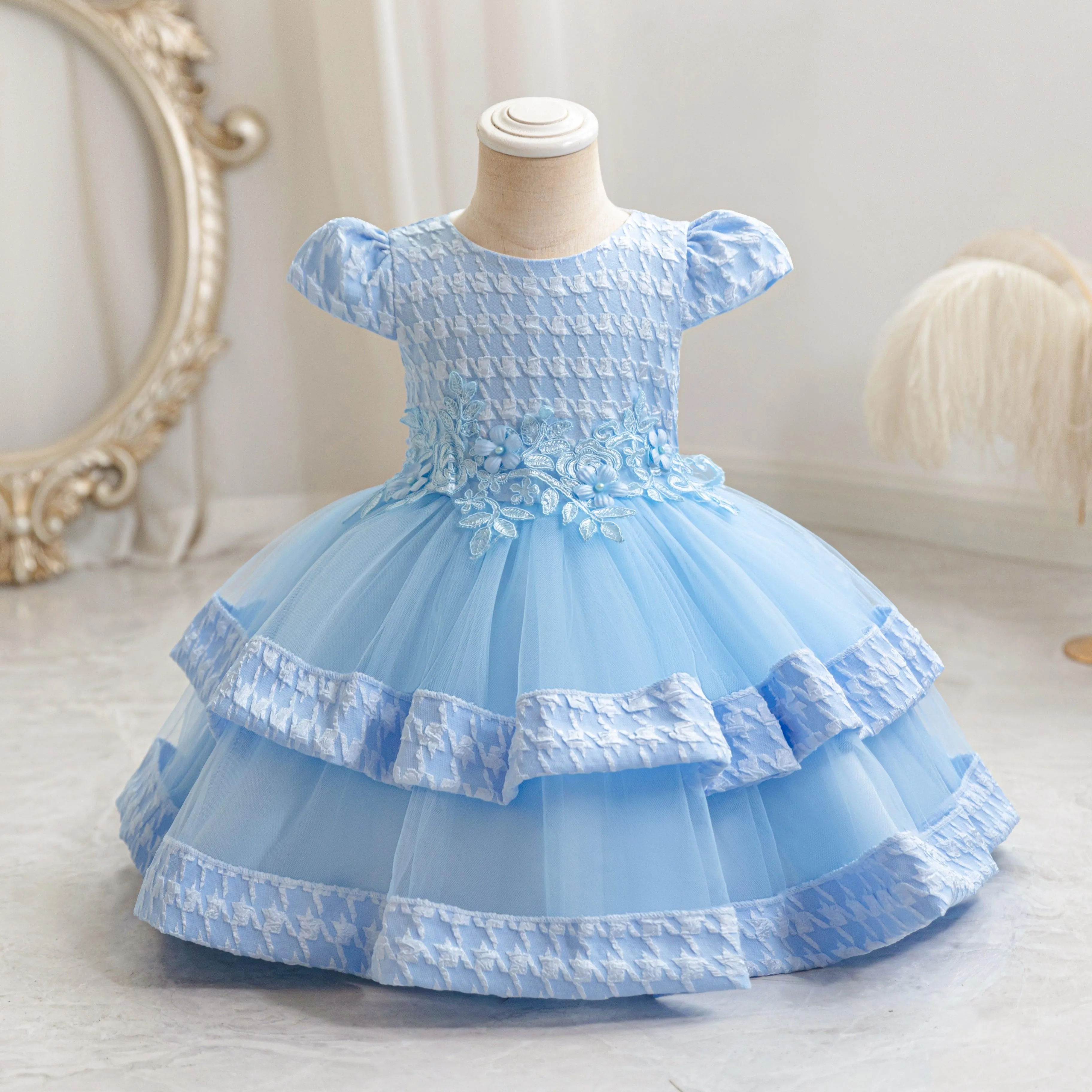 Playful Multi-tiered Gown for Girls