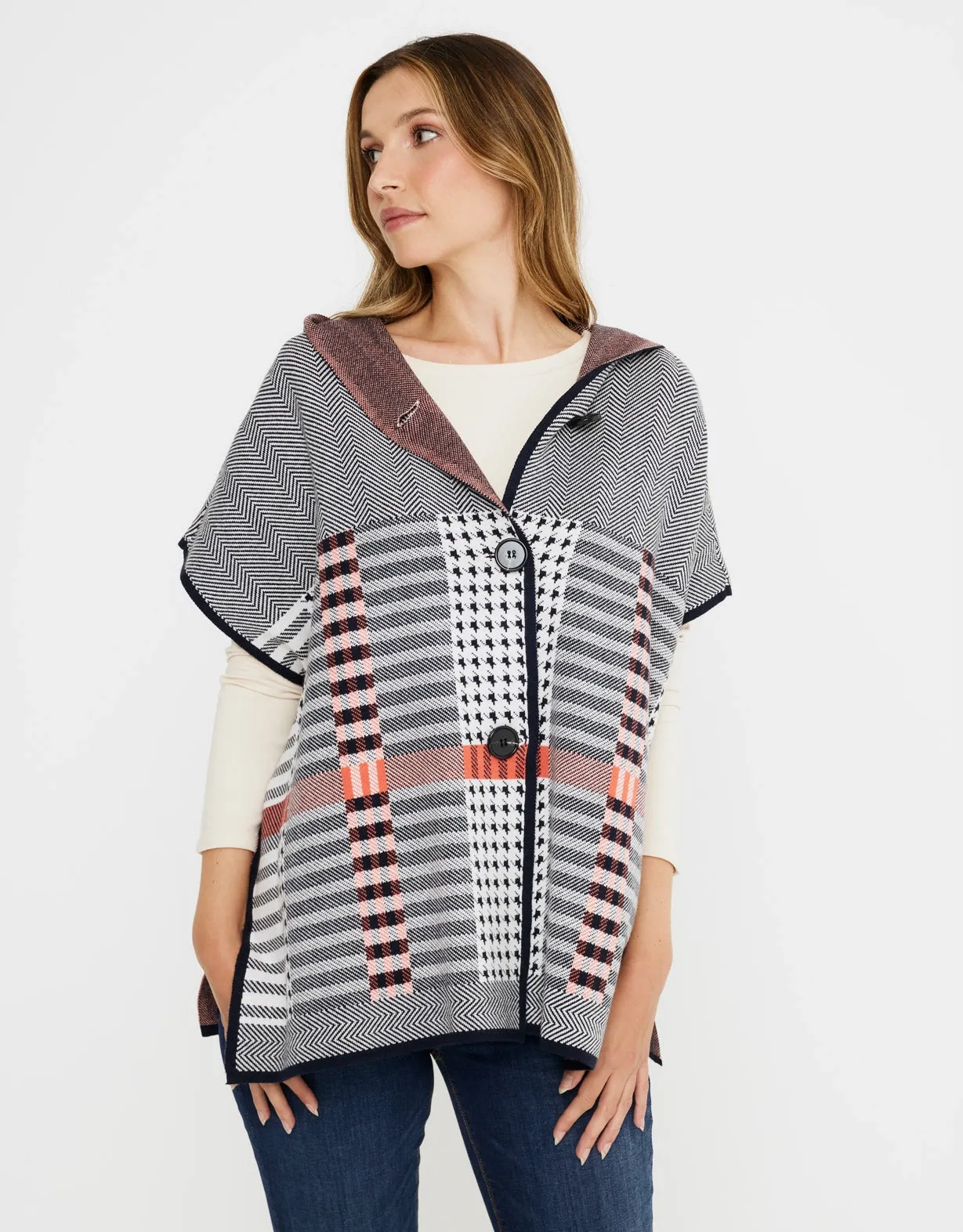 Poncho Cuadros con Capucha - Zalika