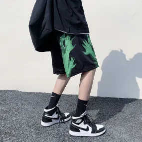 PR Men's Casual Oversize Shorts Fashion Printed Hip Hop Shorts Korean Streetwear Male Shorts