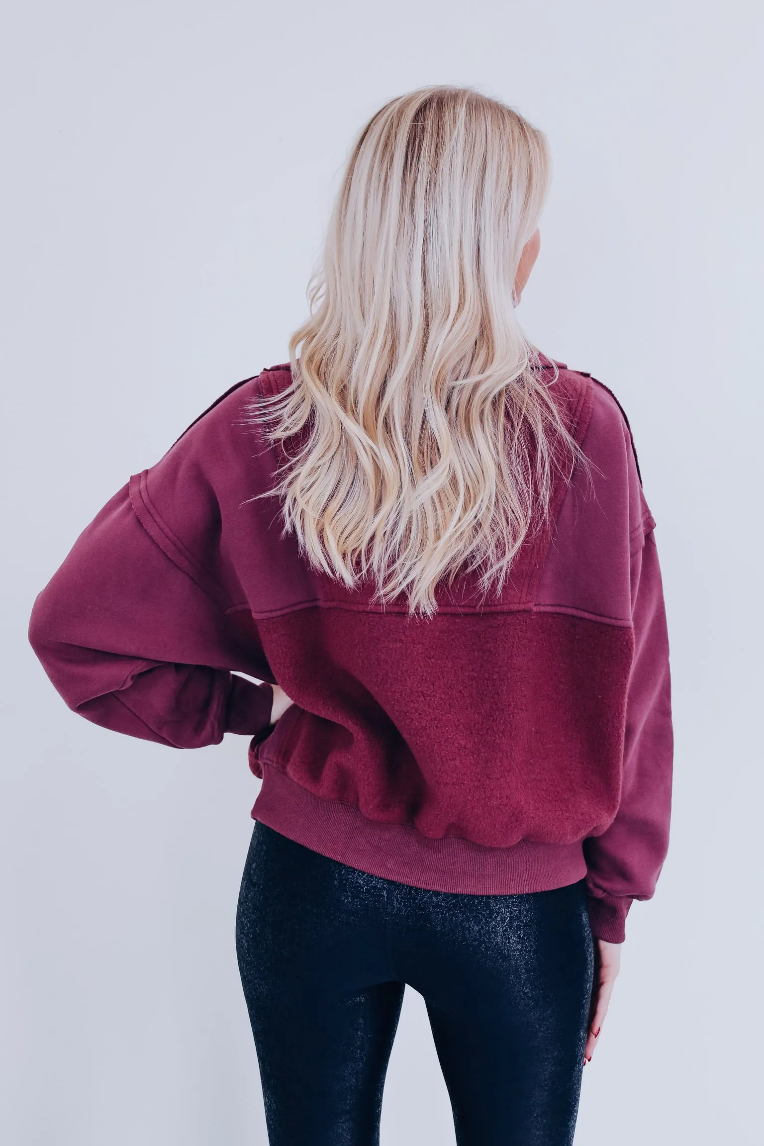 Pretty Plum Zip Neckline Pullover