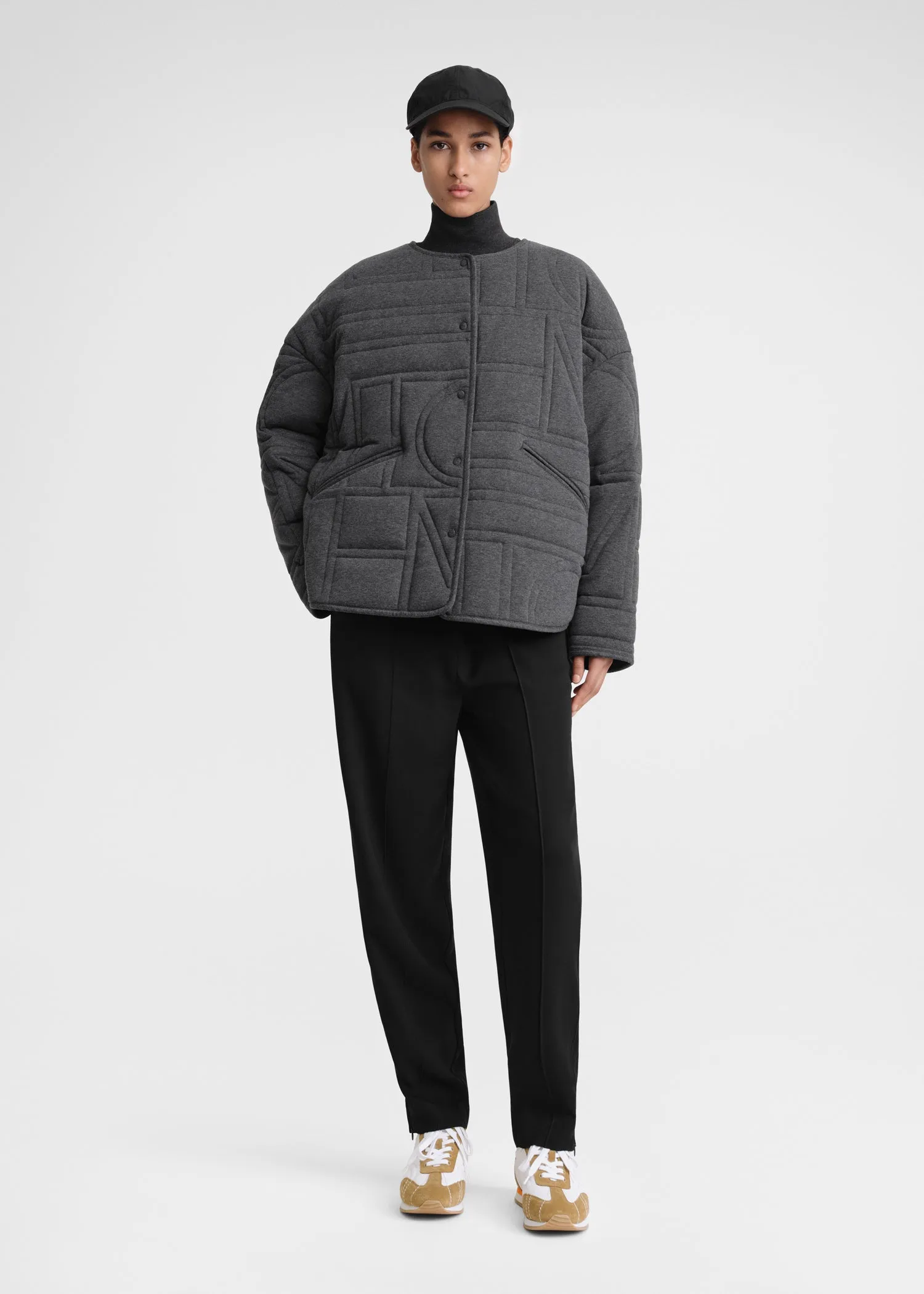 Quilted jersey jacket charcoal melange