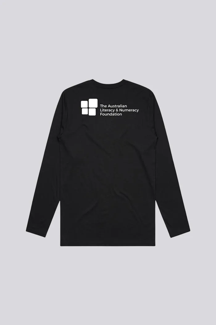 "Literacy is Freedom" Black Cotton Crew Neck Kids Long Sleeve T-Shirt