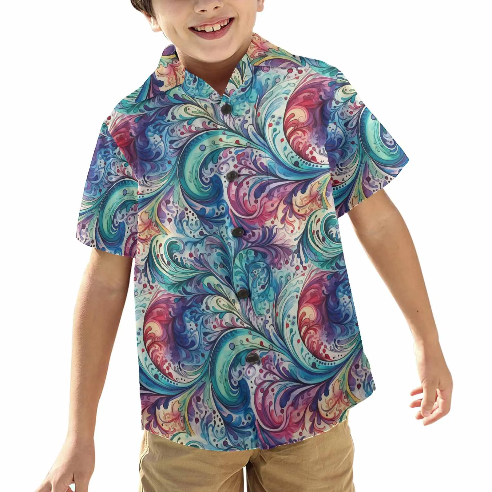 Rainbow Paisley  Little Boys Hawaiian Shirt