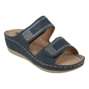 Rea Navy Wedge Sandals