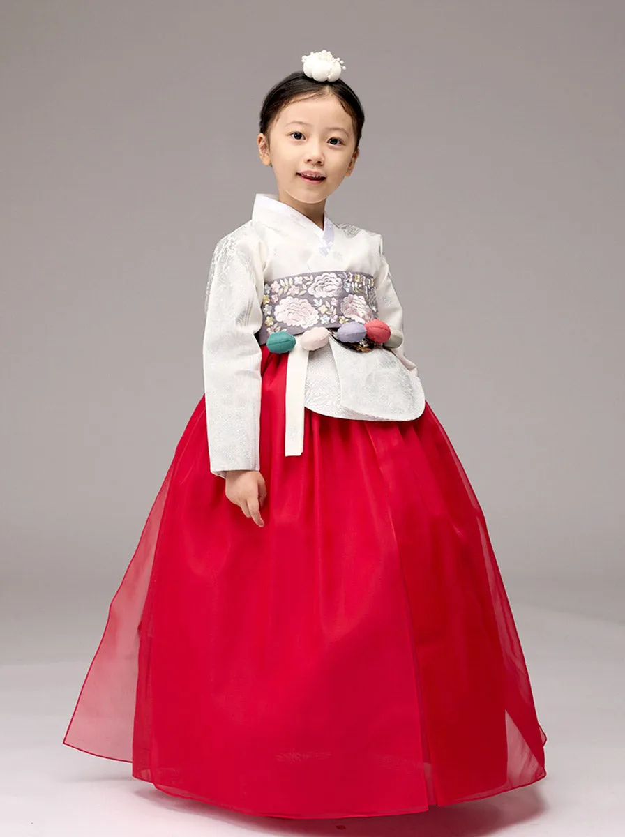 Red Adorable Hanbok Girl