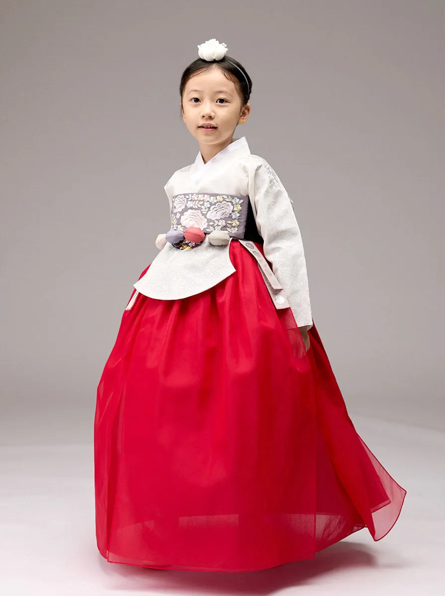 Red Adorable Hanbok Girl