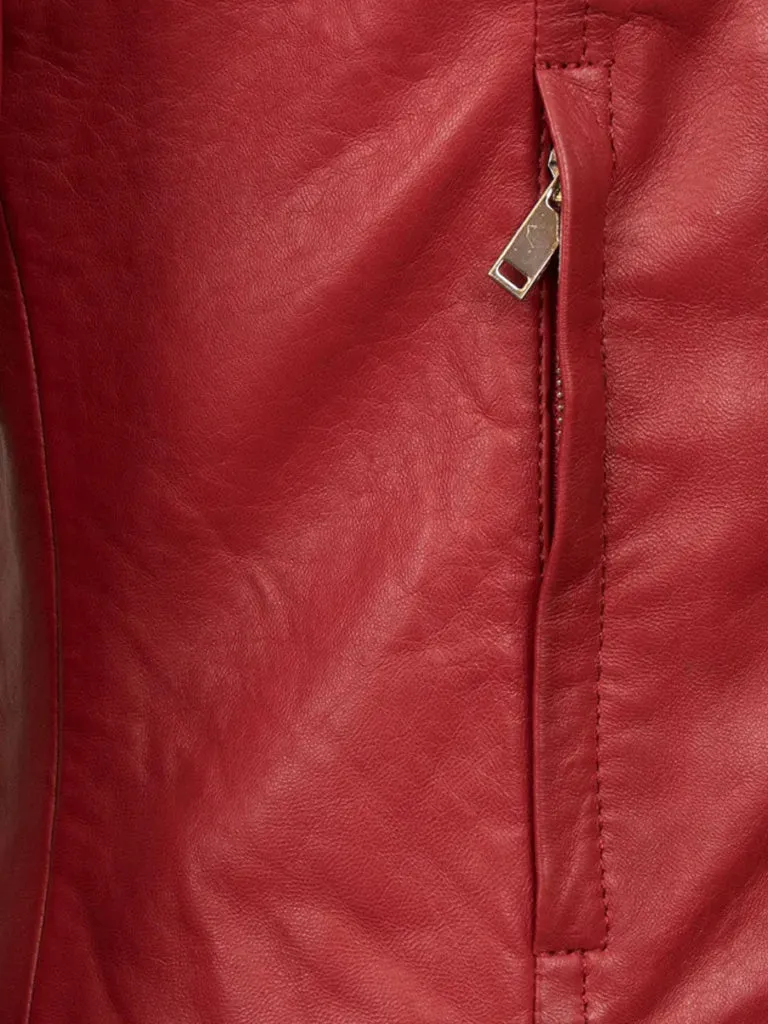 Red Biker Leather Jacket