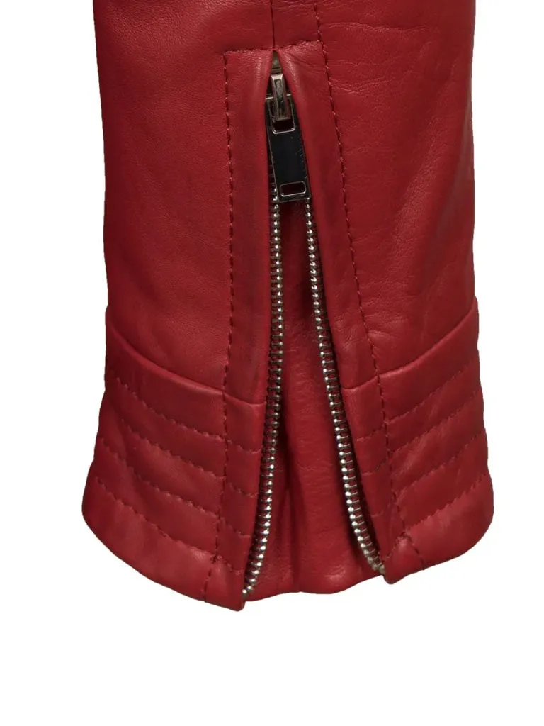 Red Biker Leather Jacket