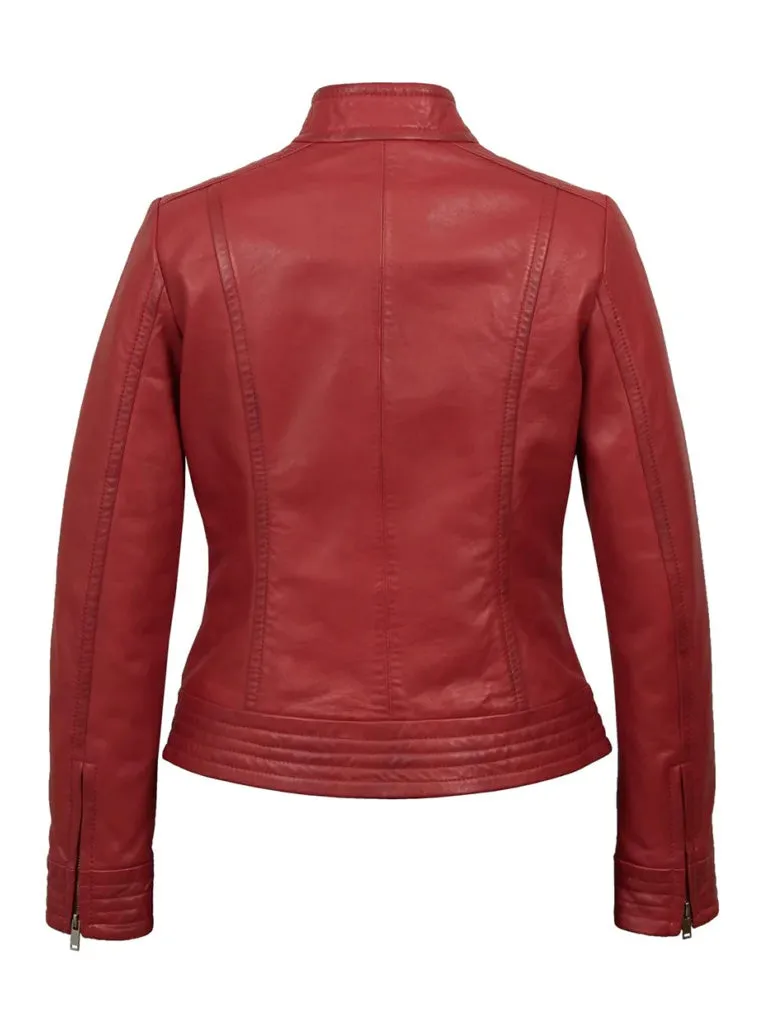 Red Biker Leather Jacket