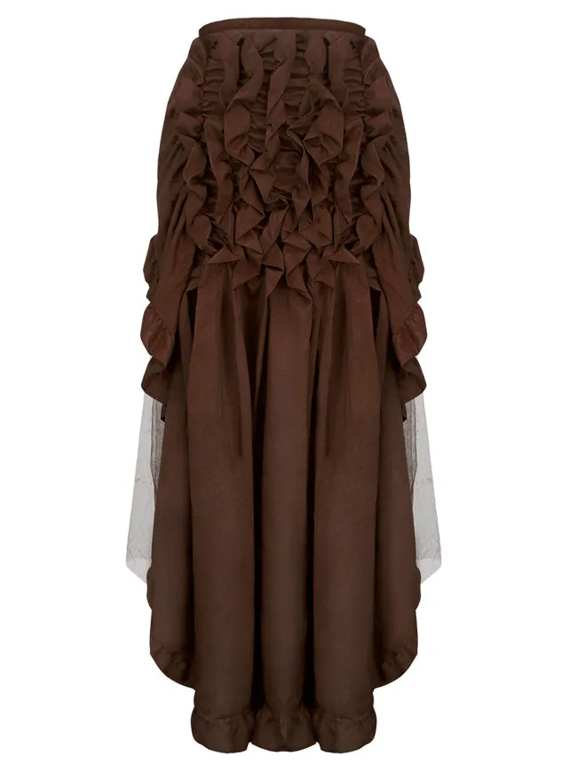 Retro Brown Plus Size Tulle Tutu Bustle Skirt Wrap Cape