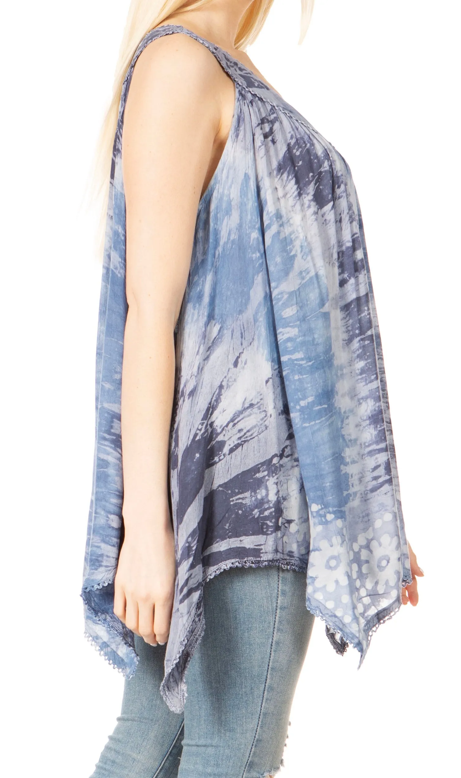 Sakkas Ligia Women's Sleeveless Tie Dye Tank Top: Classic Casual Loose Fit for Summer